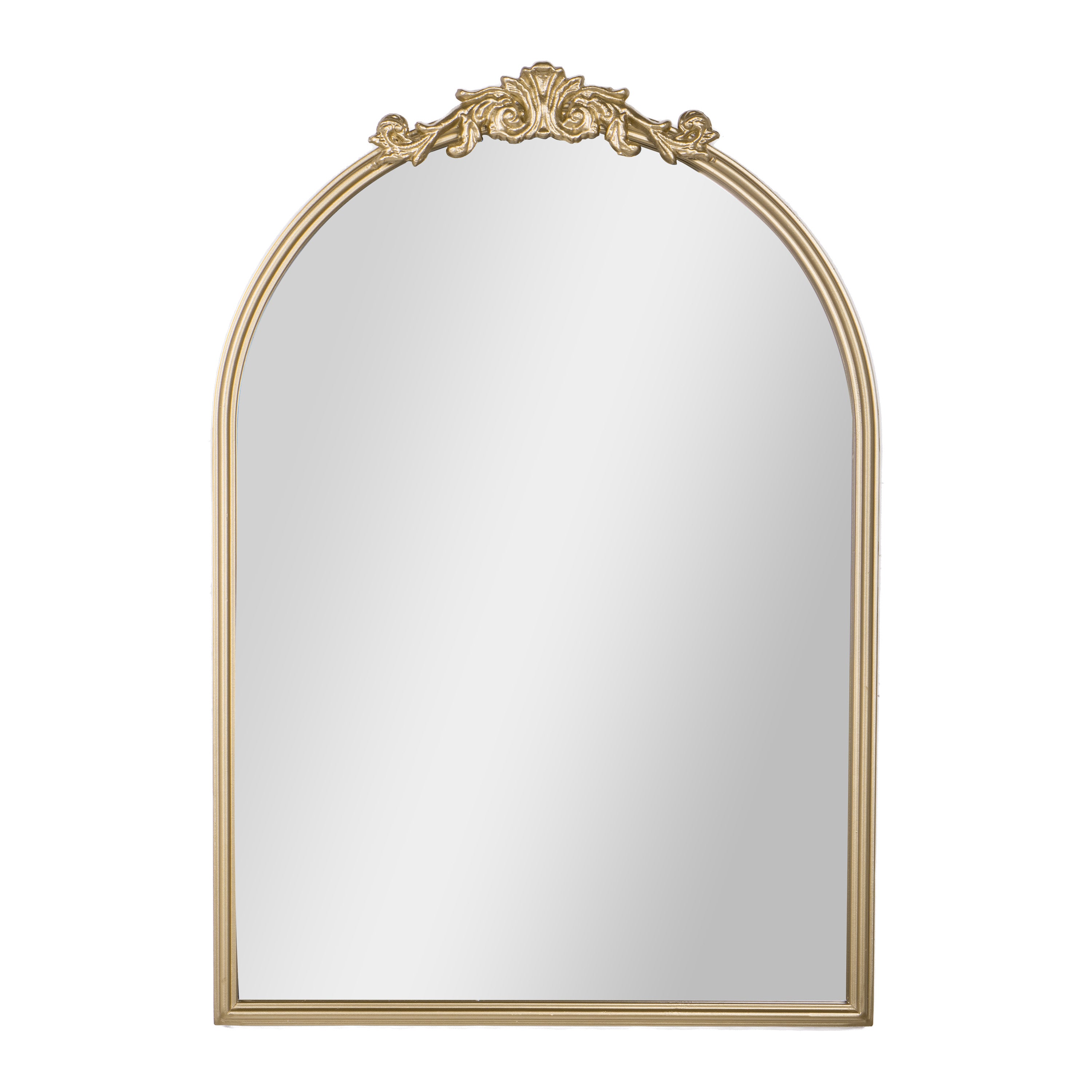 Esme Traditional Arched Wall Mirror with Baroque Detail - Large Accent Mirror for Bathroom, Entryway, Dining Room, & Living Room