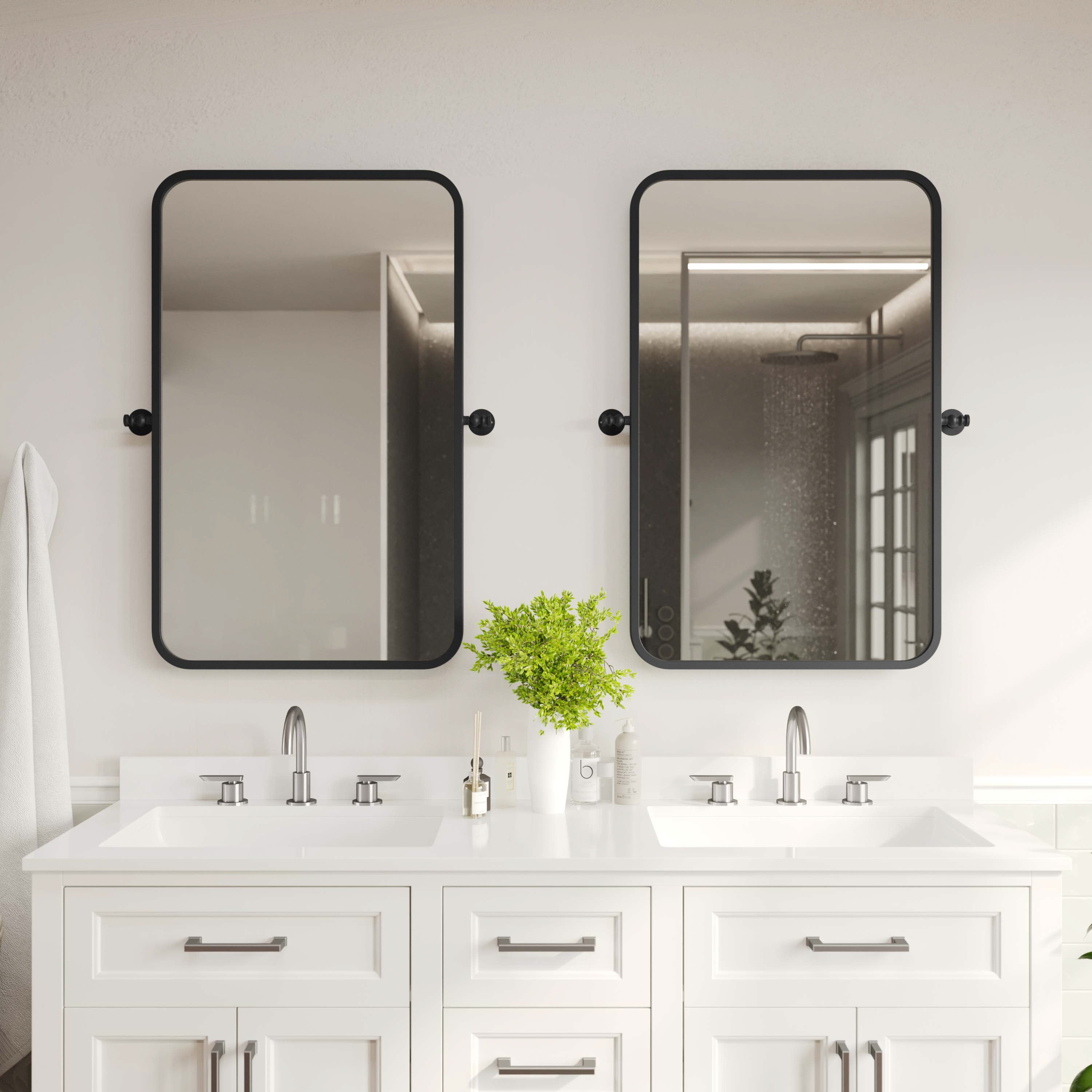 Finlay Metal Pivot Wall Mirror - Large Accent Vanity Mirror for Bathroom