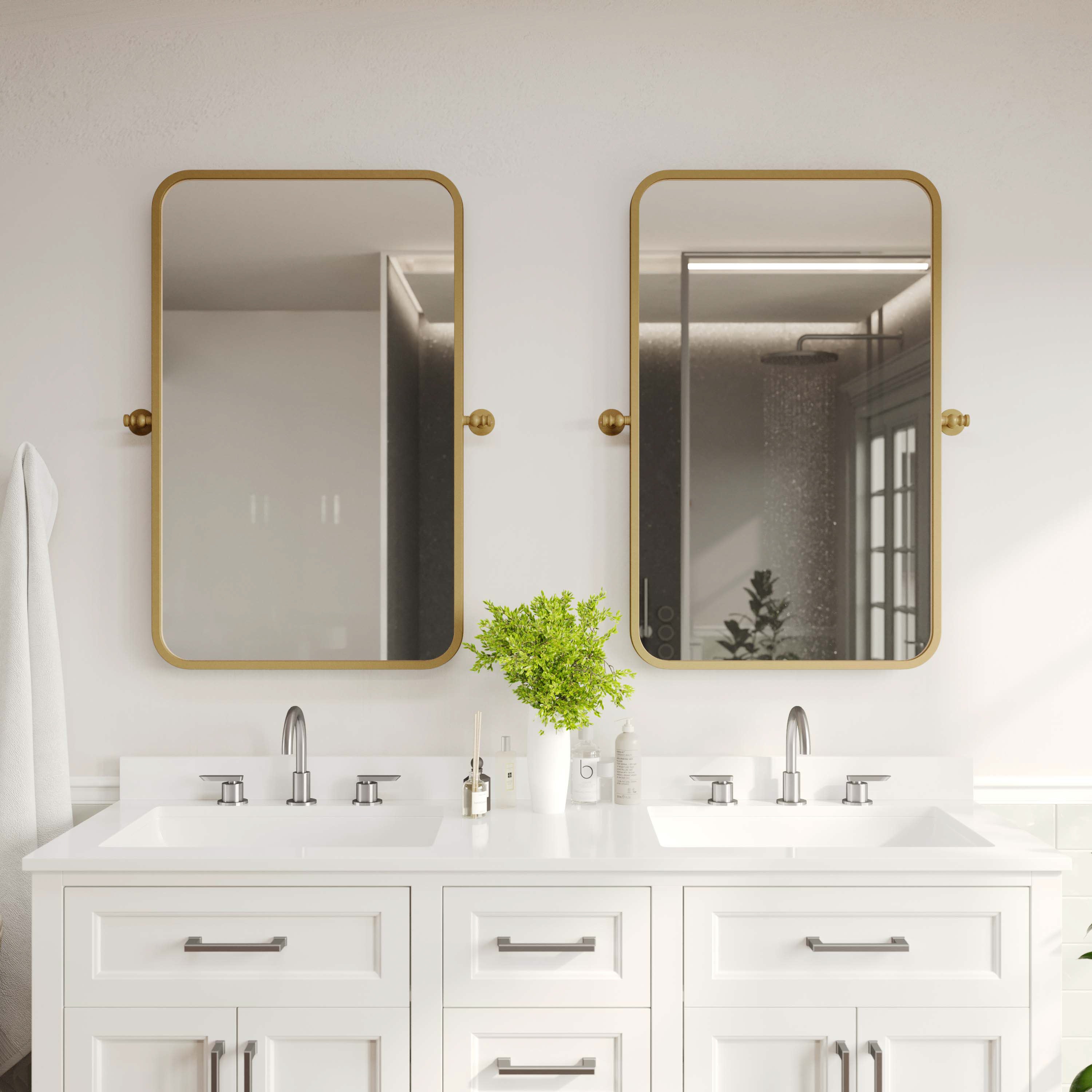 Finlay Metal Pivot Wall Mirror - Large Accent Vanity Mirror for Bathroom
