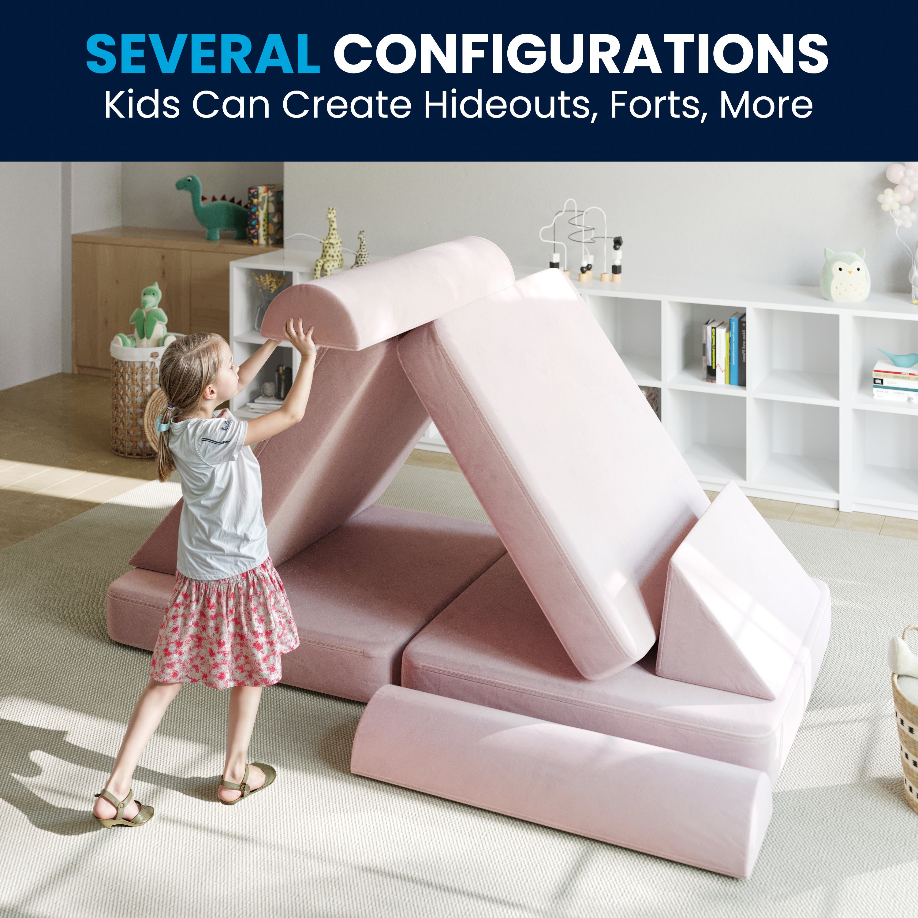 Marlowe Modular Kids Play Couch with 6 Soft Foam Sectional Sofa Pieces