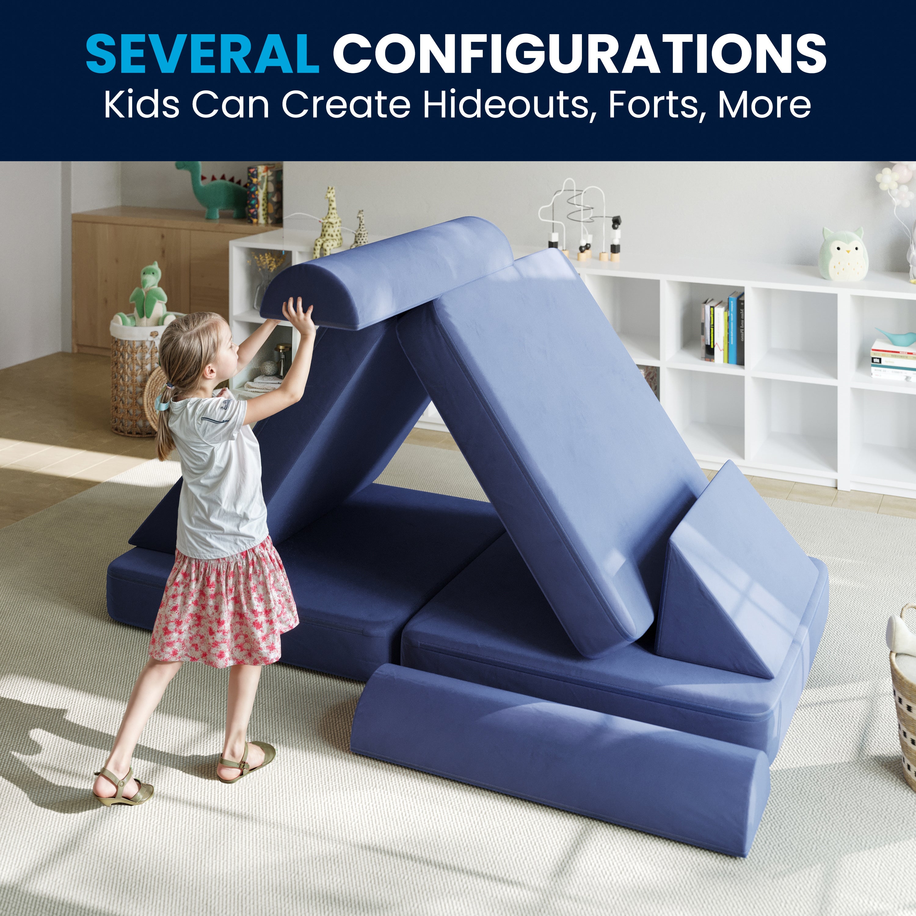 Marlowe Modular Kids Play Couch with 6 Soft Foam Sectional Sofa Pieces