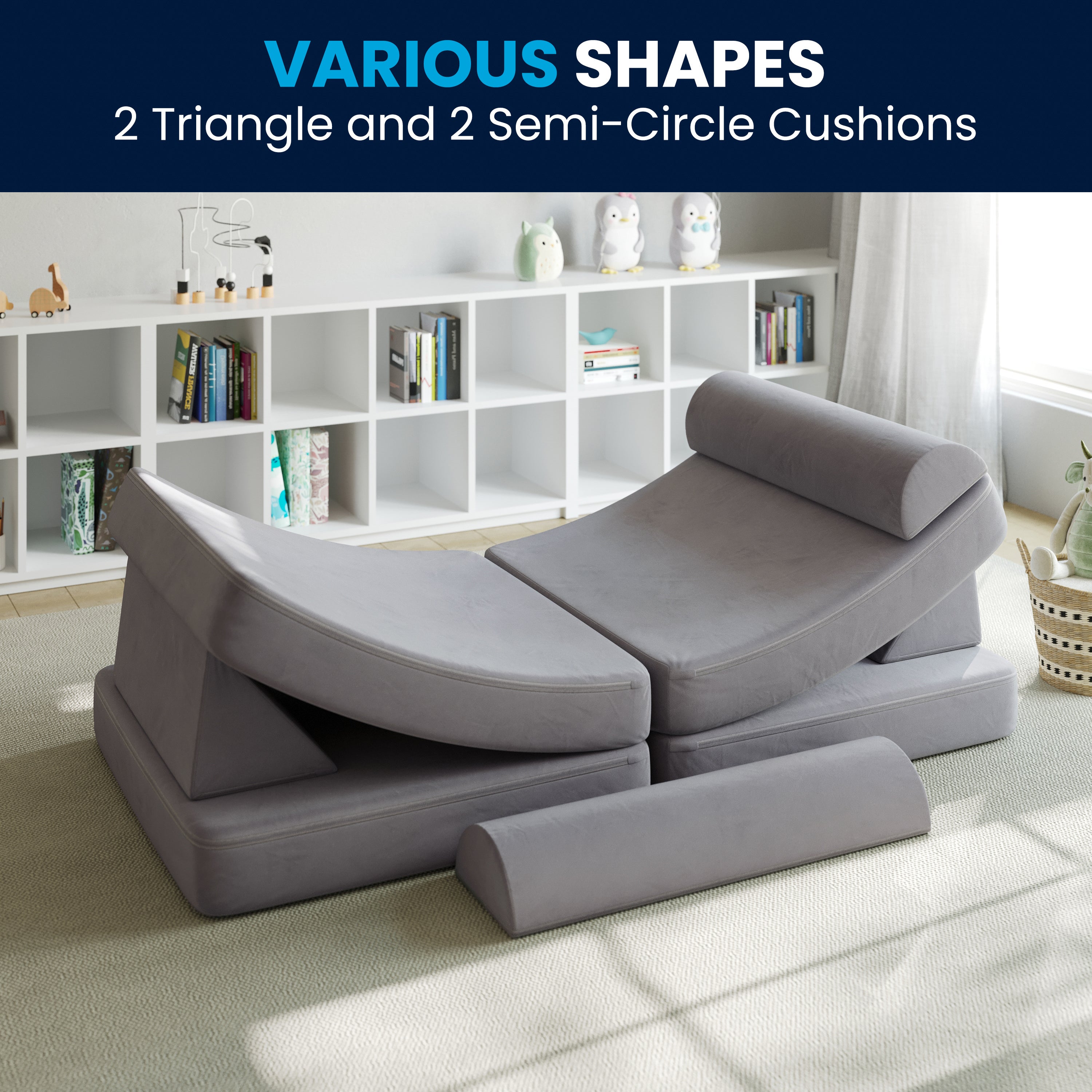 Marlowe Modular Kids Play Couch with 6 Soft Foam Sectional Sofa Pieces