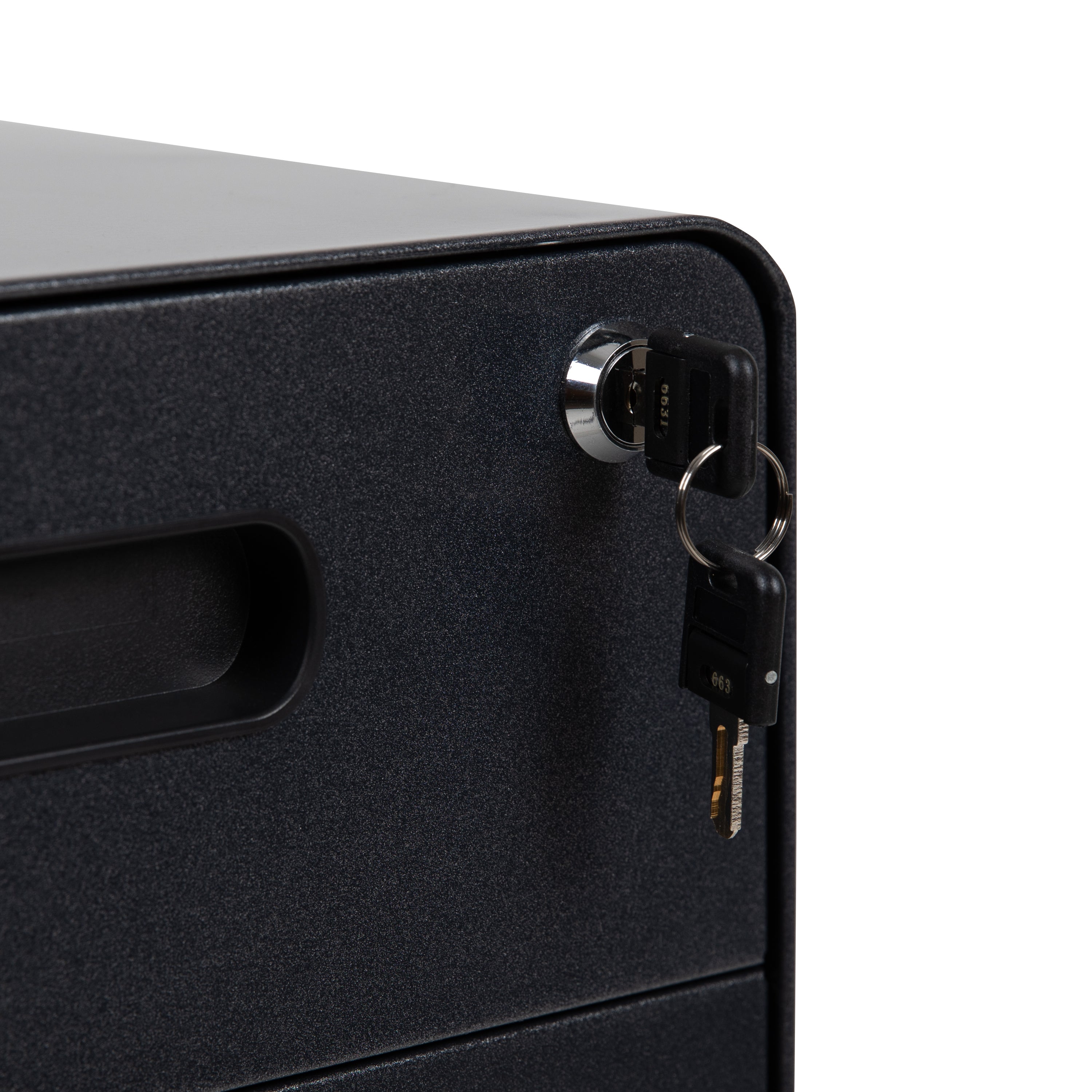 Ergonomic 3-Drawer Mobile Locking Filing Cabinet with Anti-Tilt Mechanism and Hanging Drawer for Legal & Letter Files
