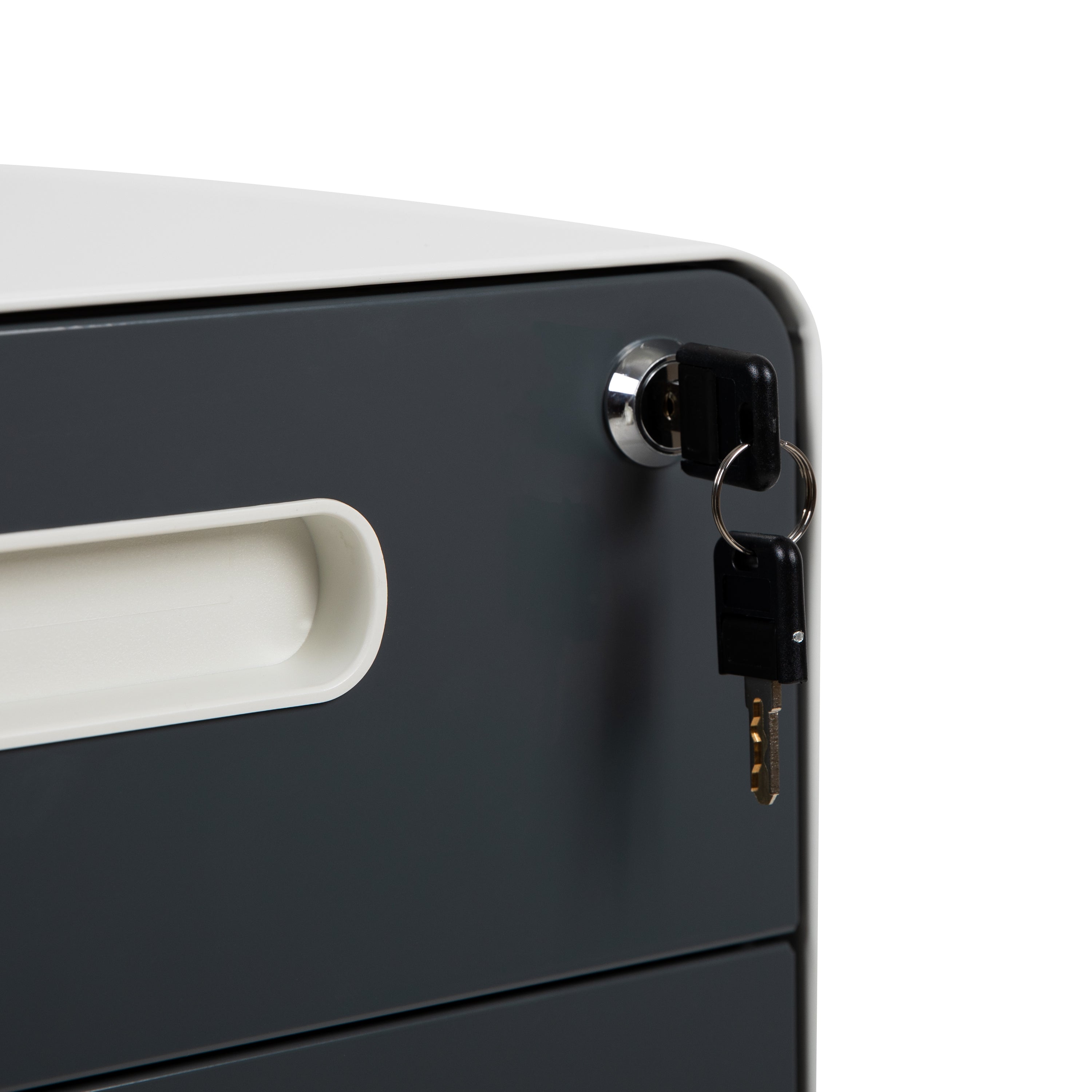 Ergonomic 3-Drawer Mobile Locking Filing Cabinet with Anti-Tilt Mechanism and Hanging Drawer for Legal & Letter Files