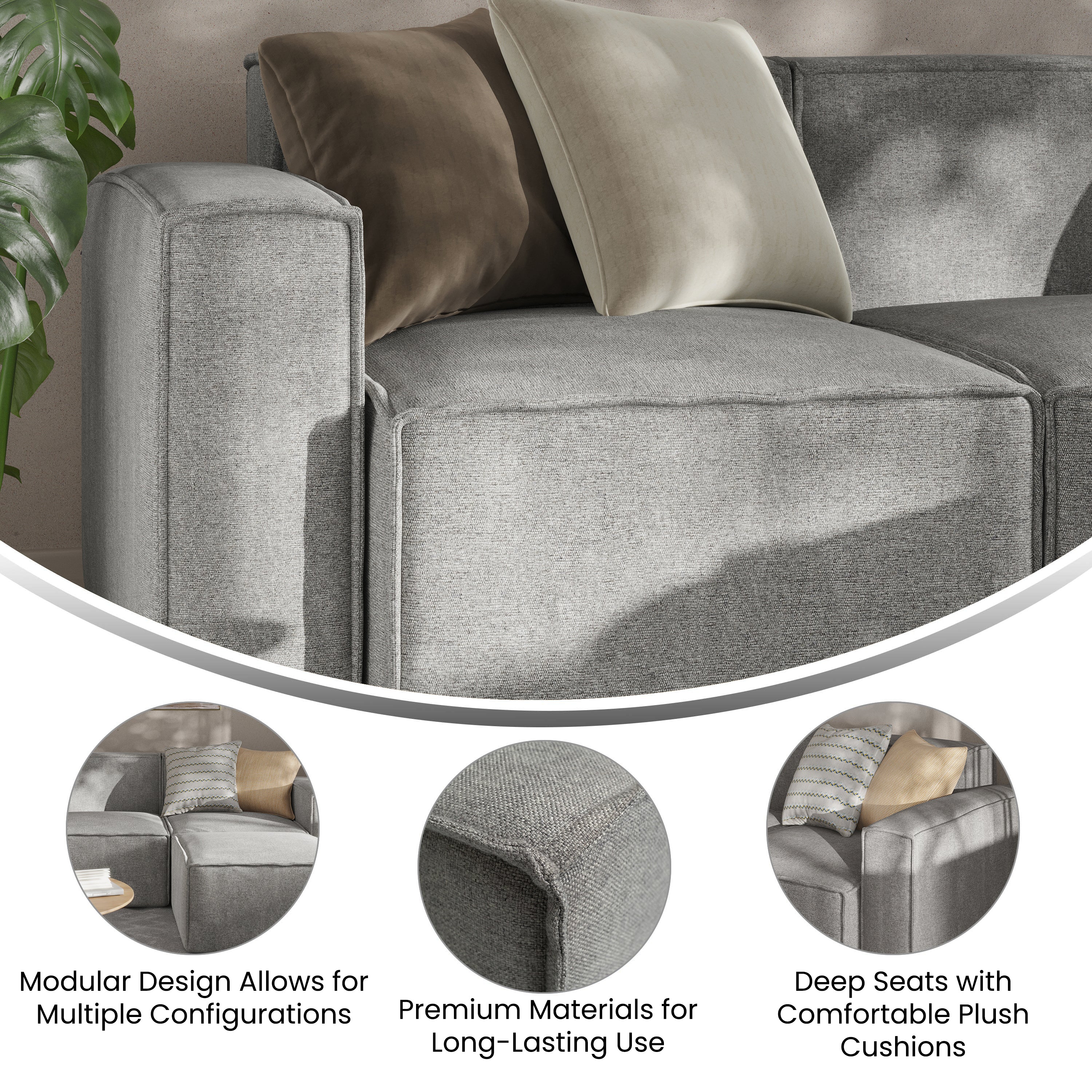 Bridgetown Luxury Modular Sectional Sofa Left Side with Arm Rest