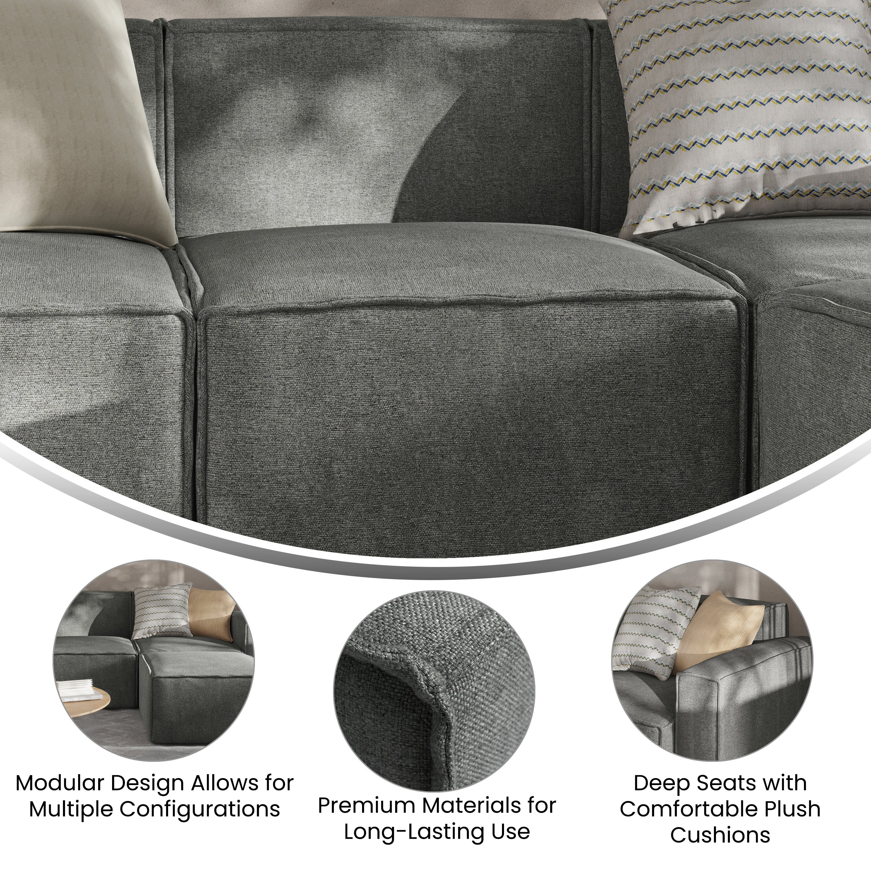 Bridgetown Luxury Modular Sectional Sofa Armless Center Seat