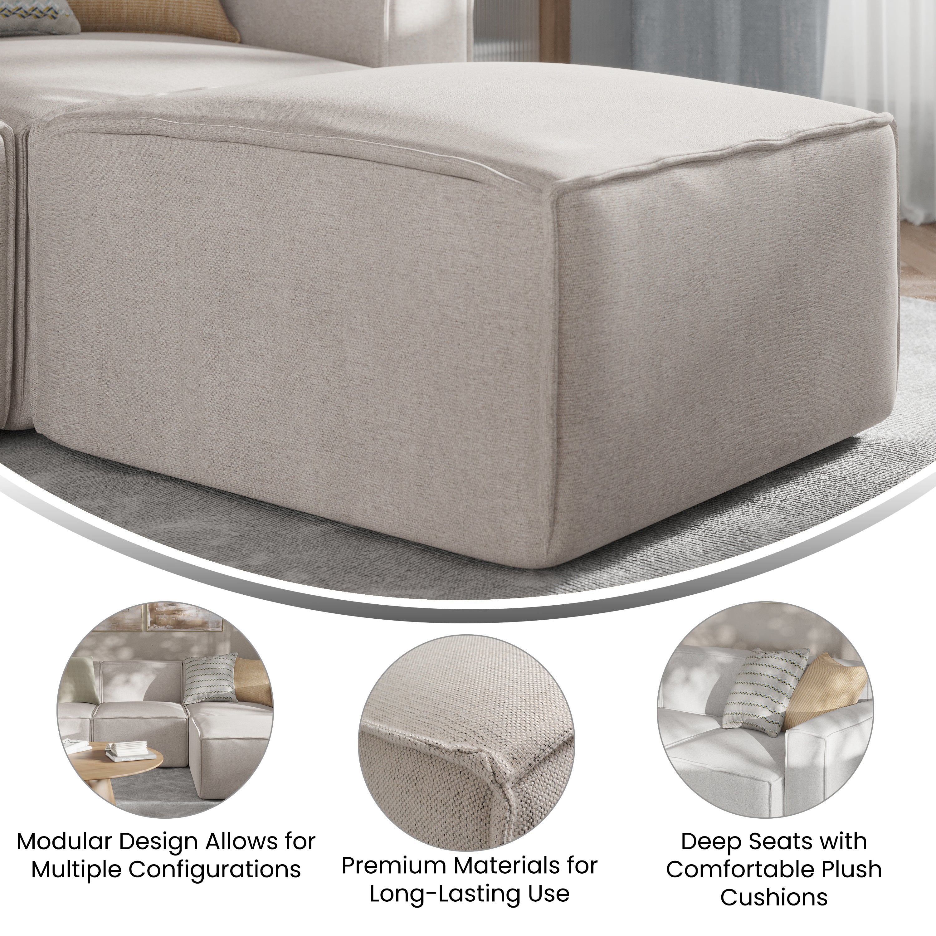 Bridgetown Luxury Modular Sectional Sofa Ottoman Seat