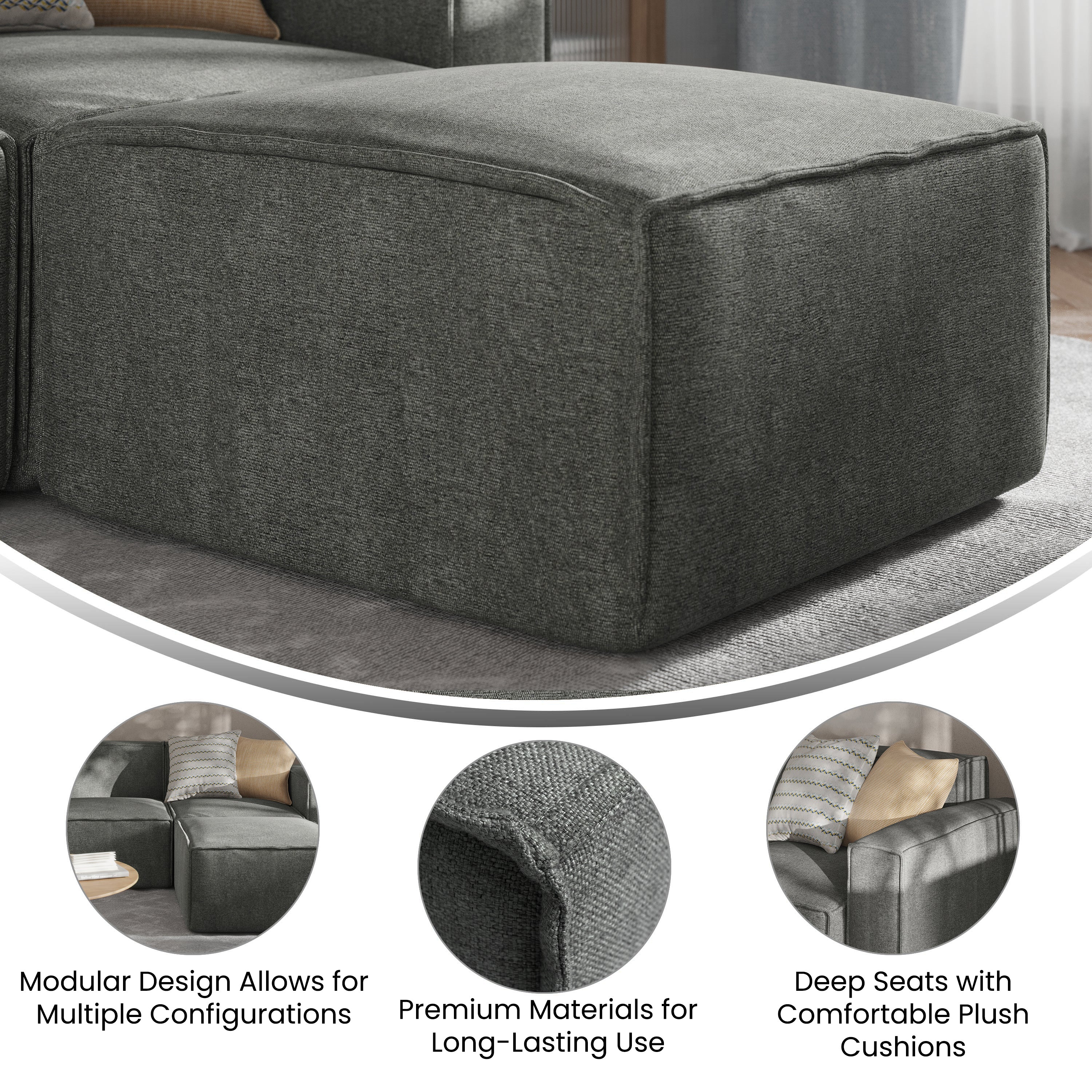 Bridgetown Luxury Modular Sectional Sofa Ottoman Seat