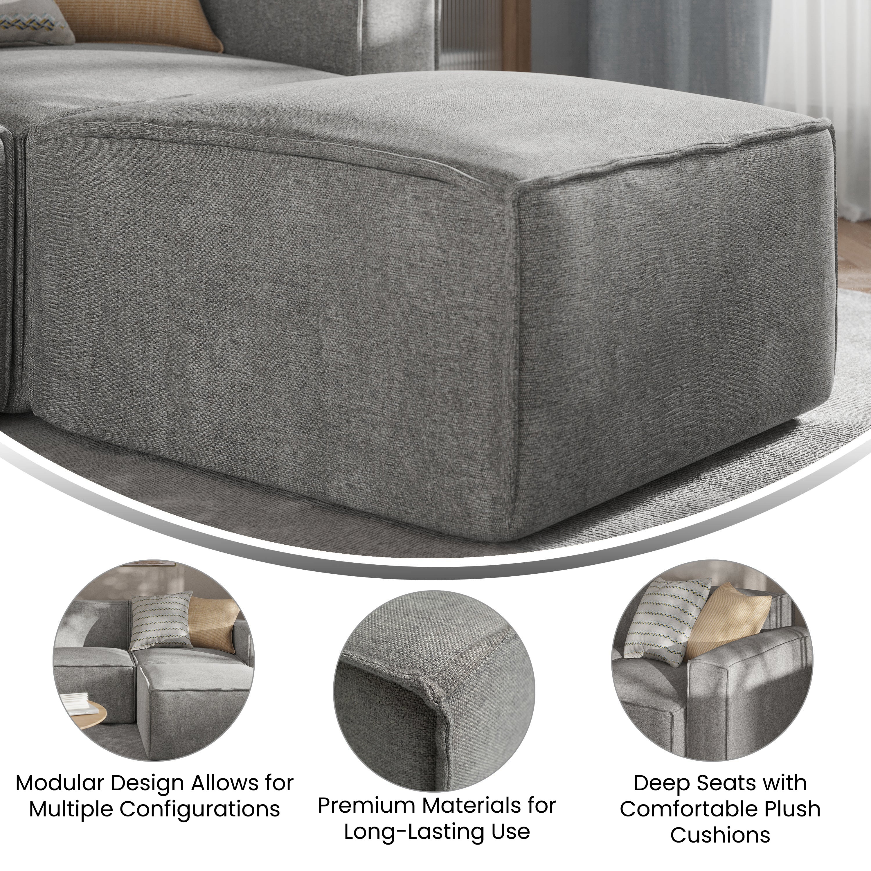 Bridgetown Luxury Modular Sectional Sofa Ottoman Seat