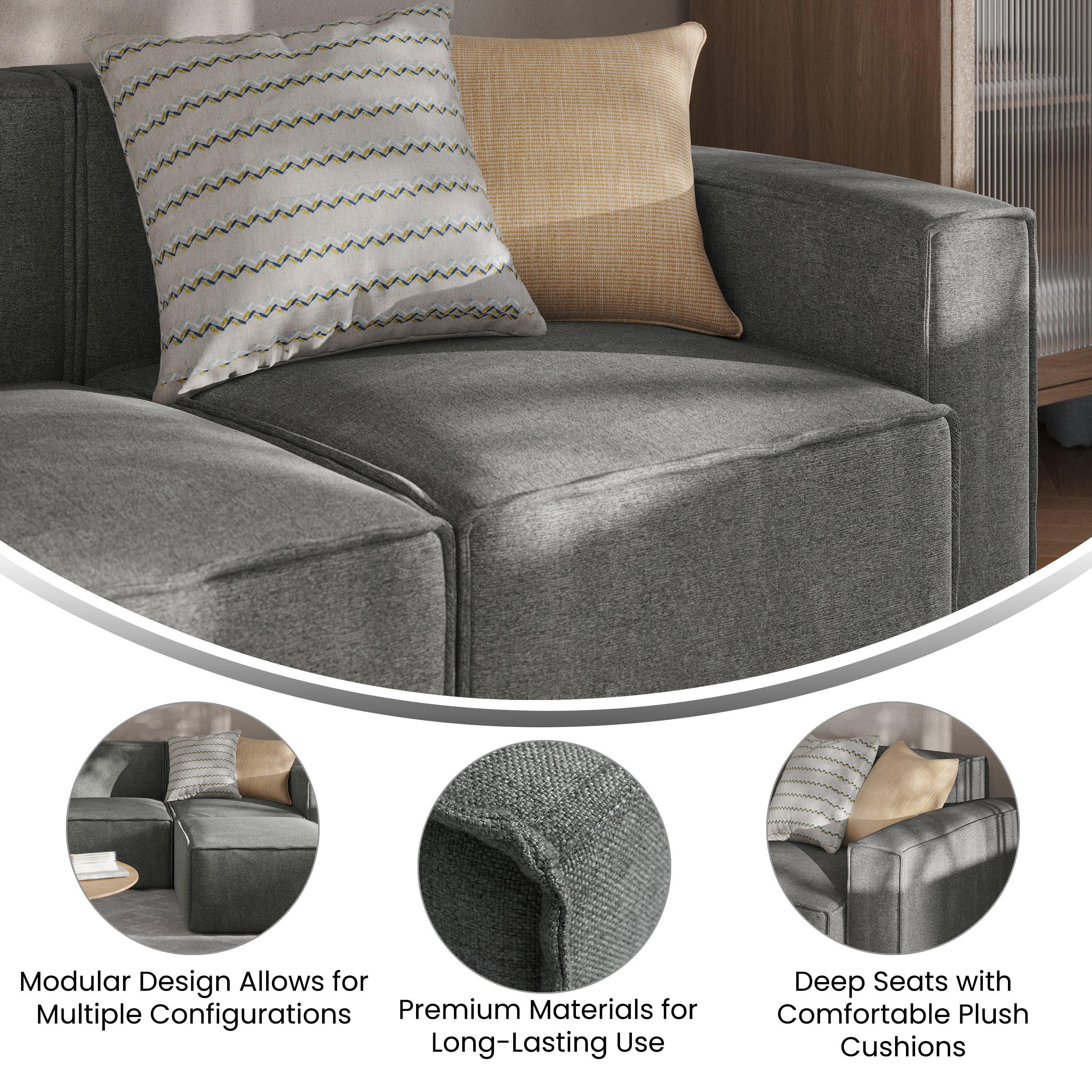 Bridgetown Luxury Modular Sectional Sofa Right Side with Arm Rest