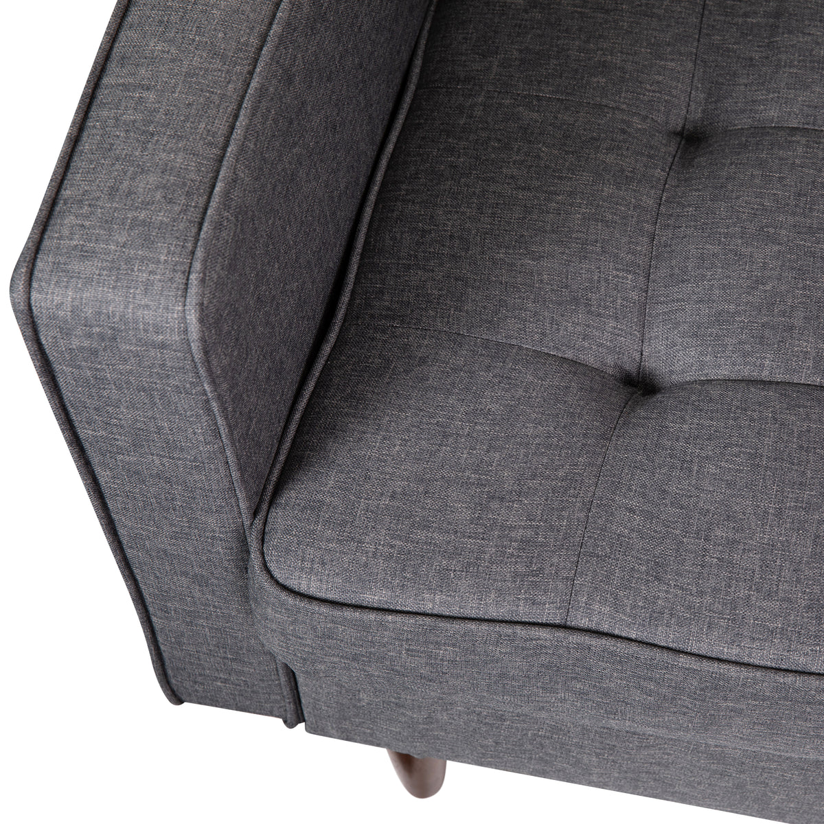 Hudson Mid-Century Modern Commercial Grade Armchair with Tufted Faux Linen Upholstery & Solid Wood Legs