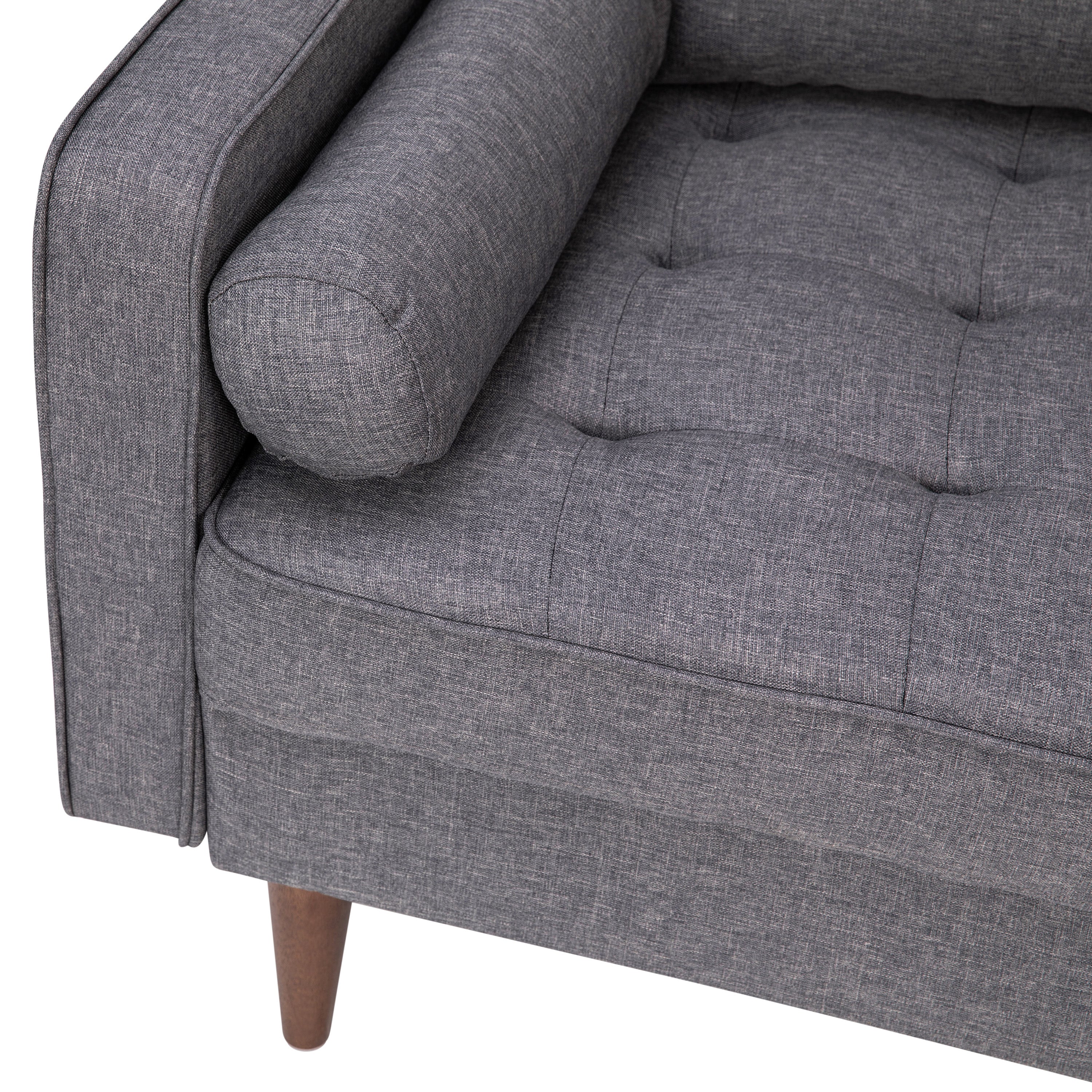 Hudson Mid-Century Modern Loveseat Sofa with Tufted Upholstery & Solid Wood Legs