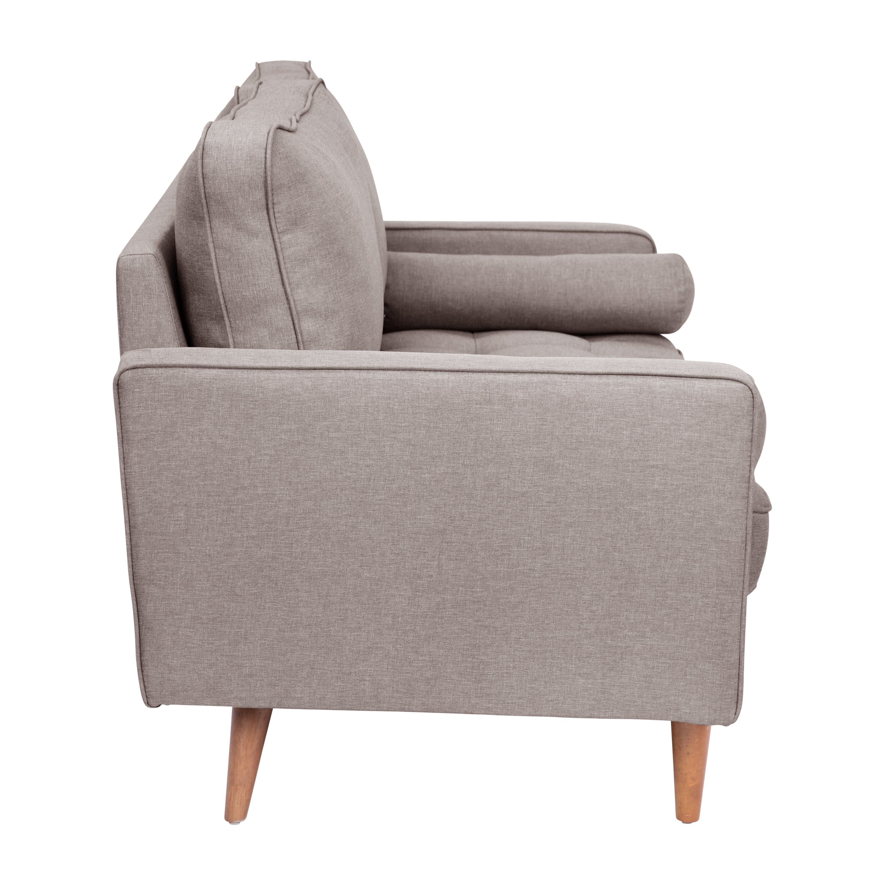 Hudson Mid-Century Modern Loveseat Sofa with Tufted Upholstery & Solid Wood Legs