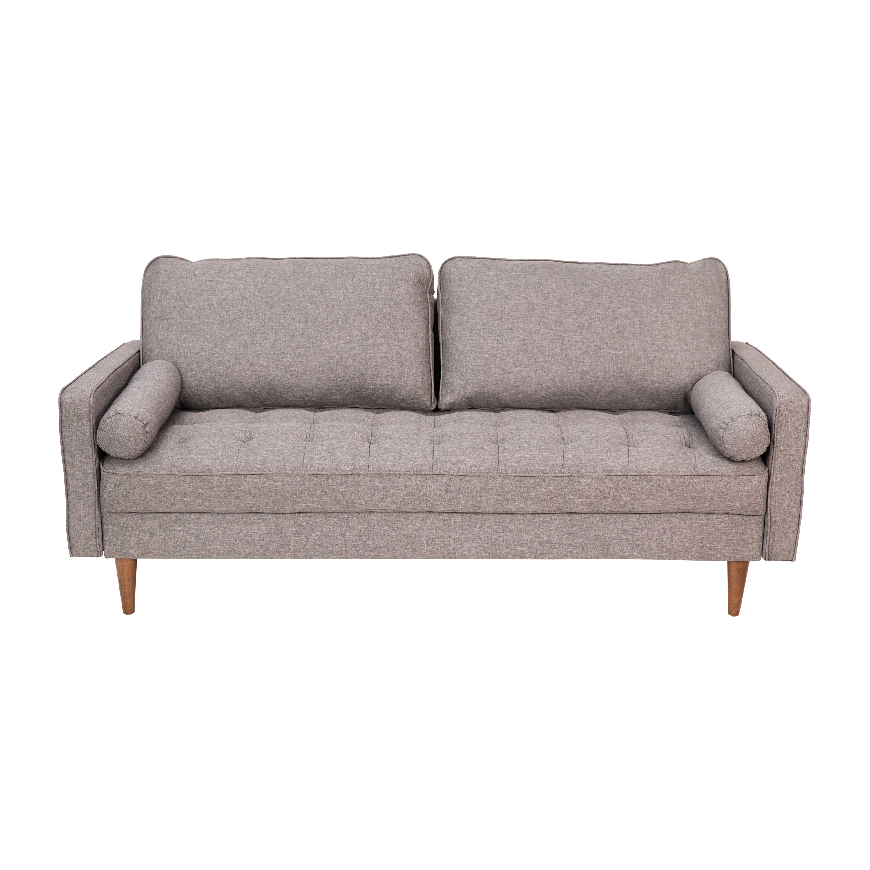 Hudson Mid-Century Modern Sofa with Tufted Upholstery & Solid Wood Legs