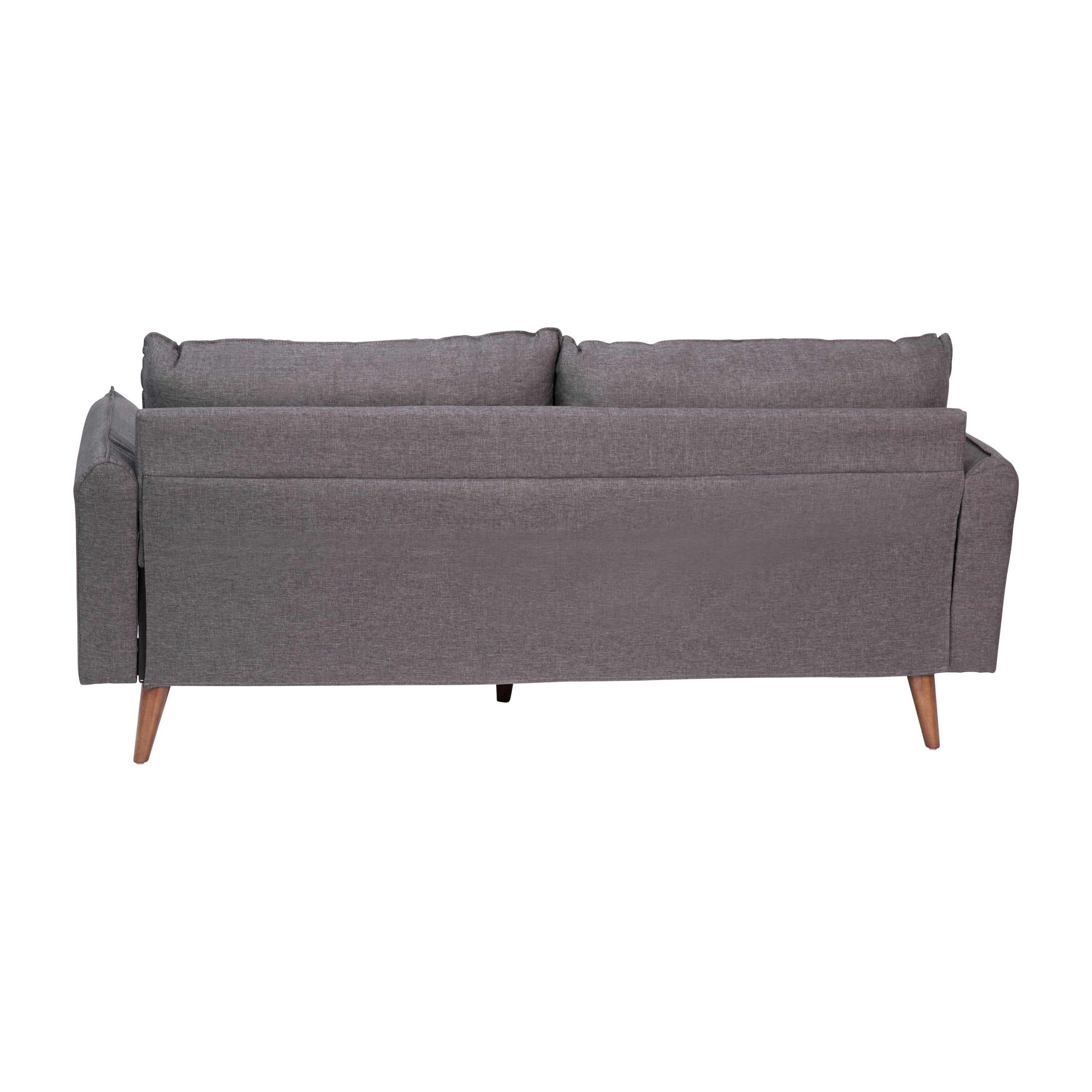 Evie Mid-Century Modern Sofa with Fabric Upholstery & Solid Wood Legs