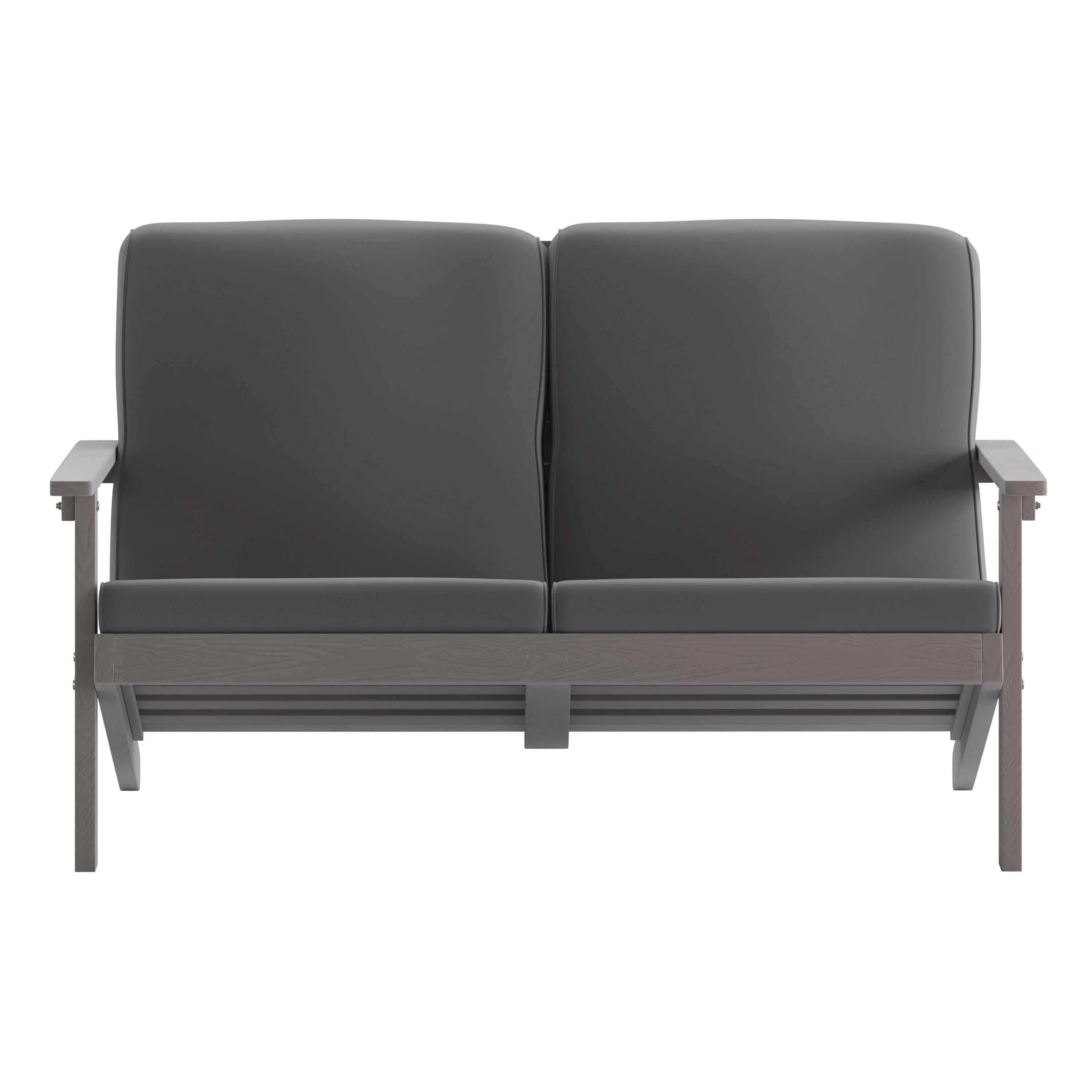 Charlestown All-Weather Poly Resin Wood Adirondack Style Deep Seat Patio Loveseat with Cushions