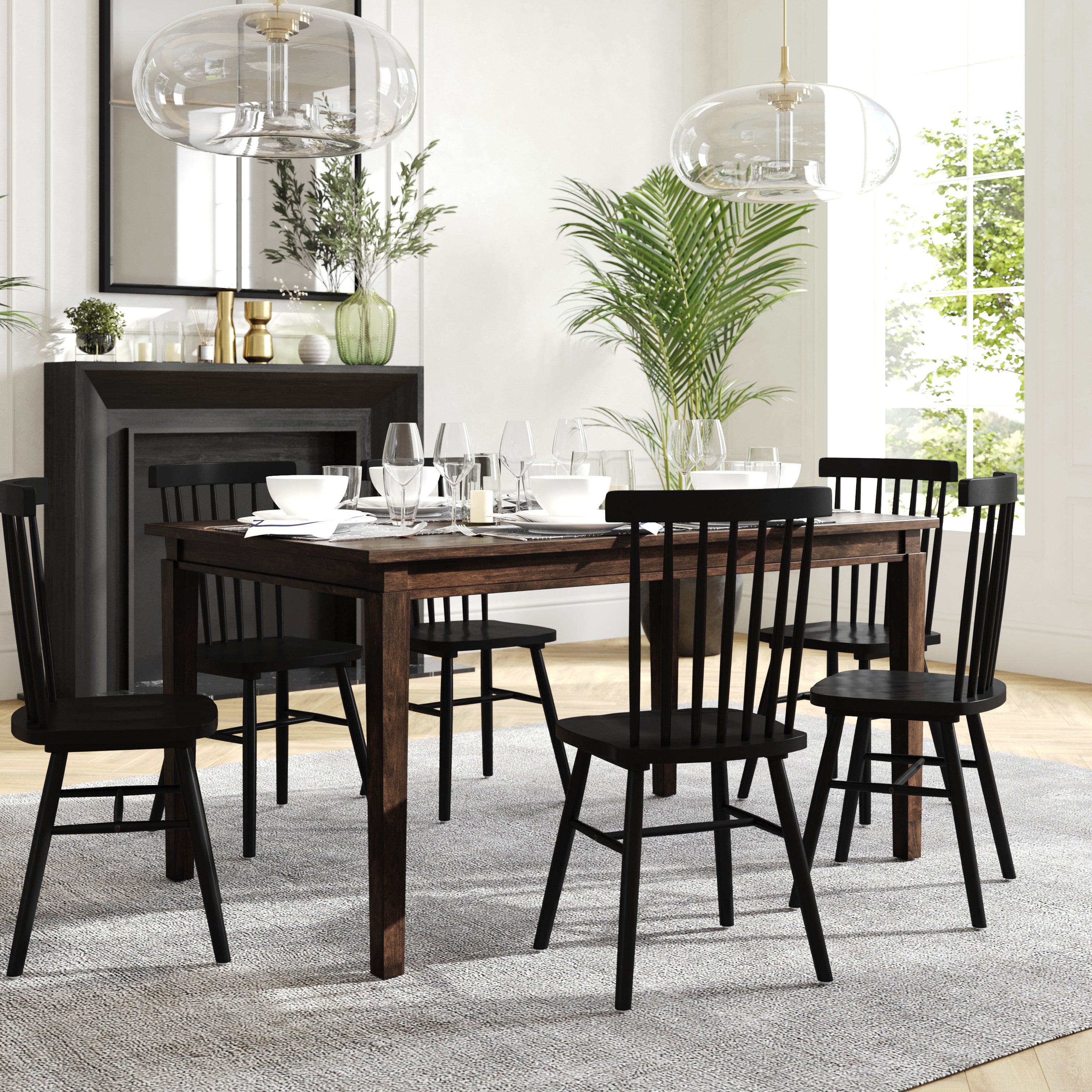 Henry Solid Wood Dining Table, Heavy Duty Rectangle Wood Table for 6