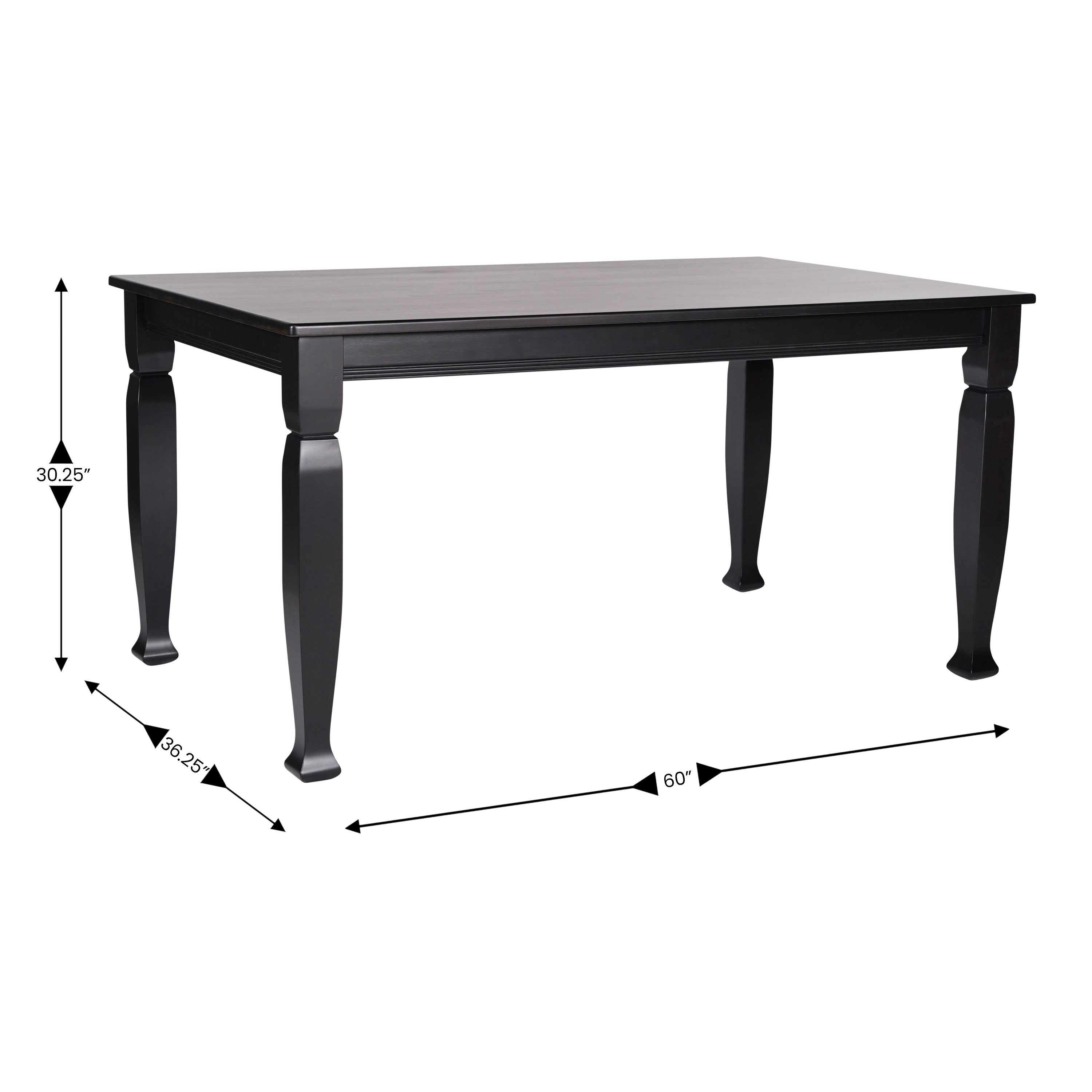 Grace Solid Wood Dining Table with Turned Wooden Legs, Heavy Duty Rectangle Wood Table for 6