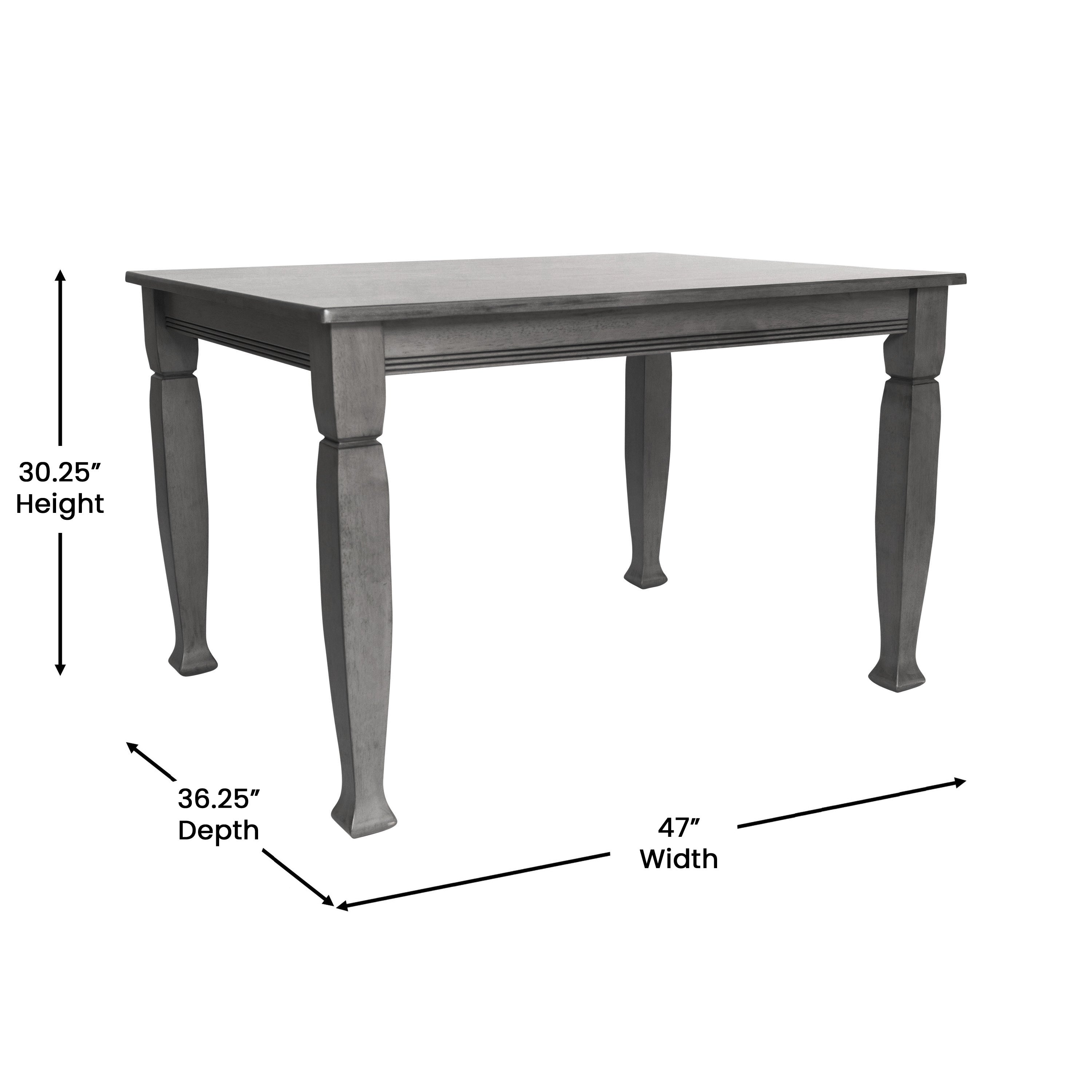 Grace Solid Wood Dining Table with Turned Wooden Legs, Heavy Duty Rectangle Wood Table for 4