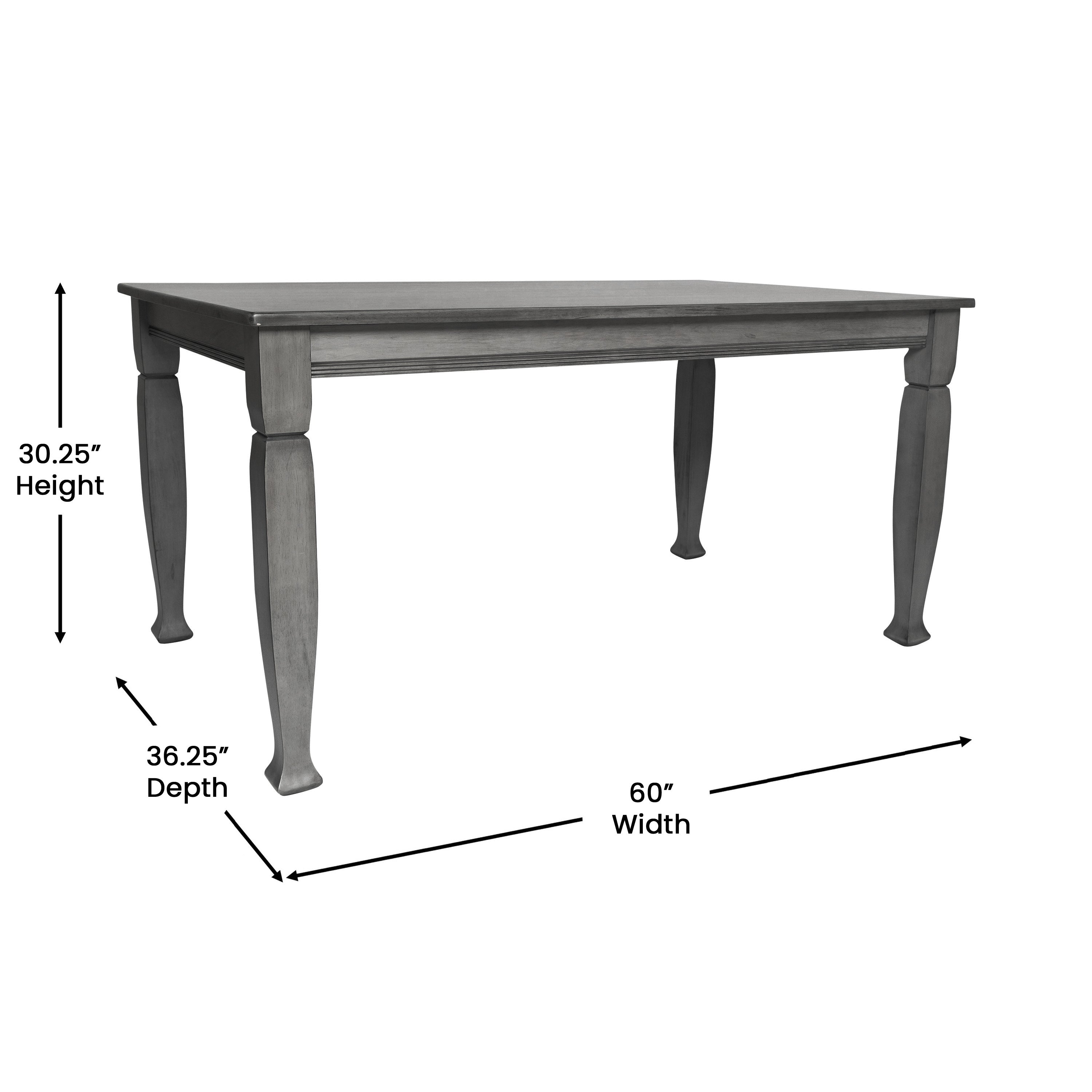 Grace Solid Wood Dining Table with Turned Wooden Legs, Heavy Duty Rectangle Wood Table for 6