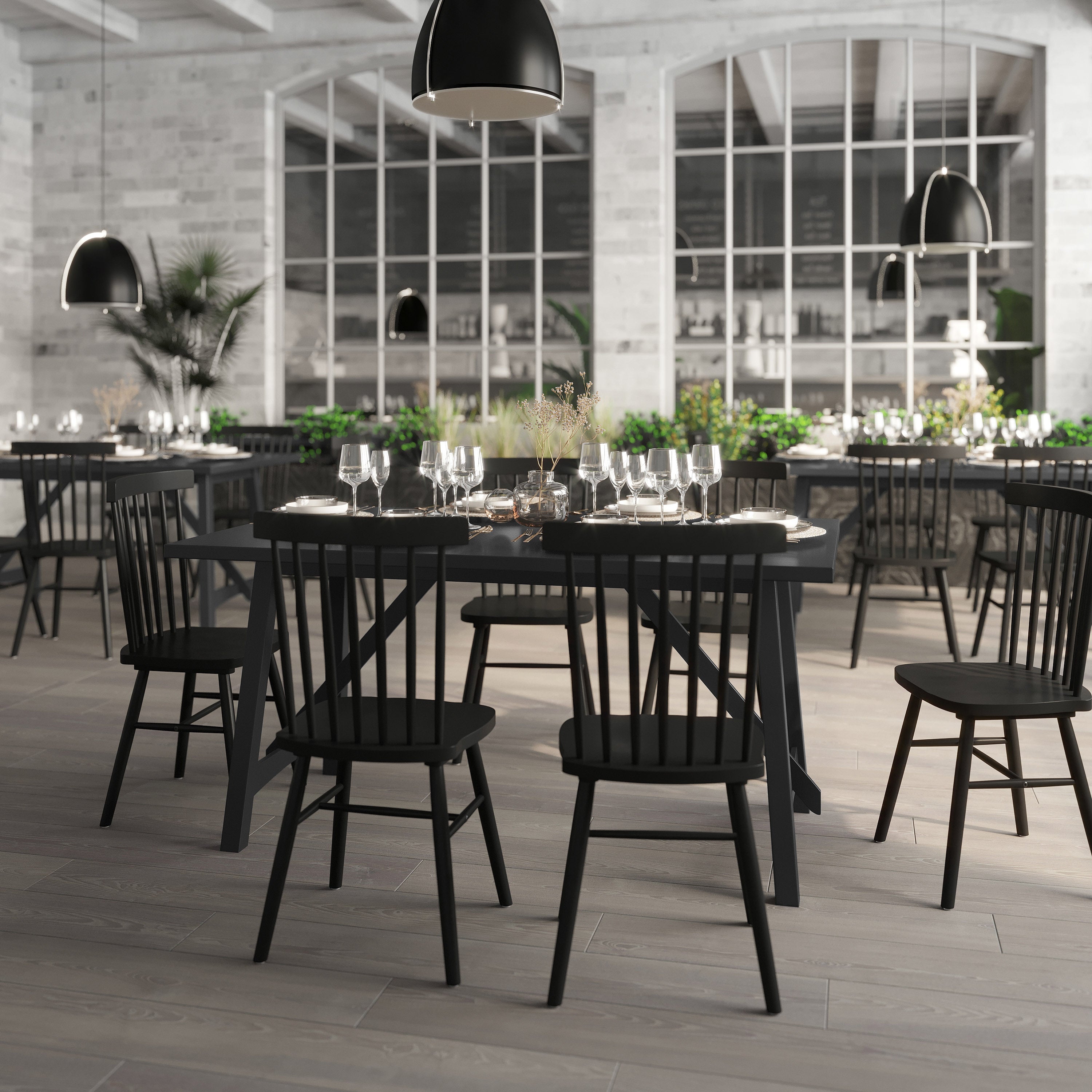 Everly Solid Wood Trestle Base Dining Table, Farmhouse Style Table with Seating for 6