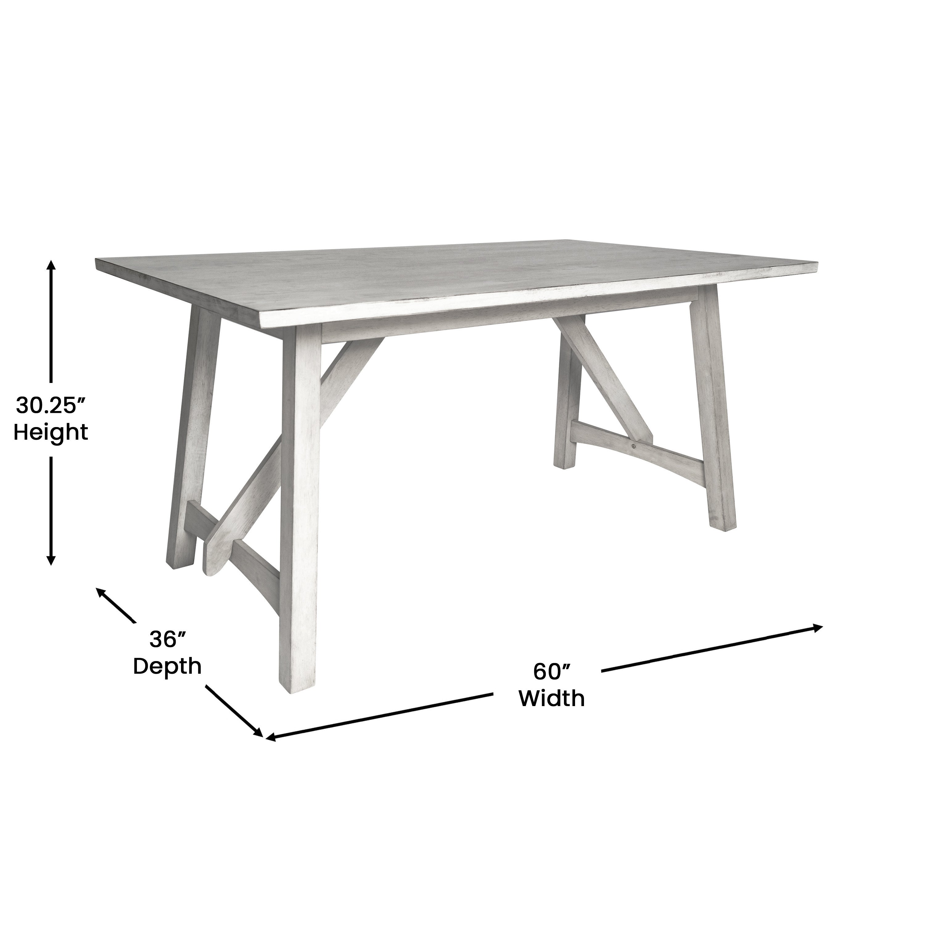 Everly Solid Wood Trestle Base Dining Table, Farmhouse Style Table with Seating for 6