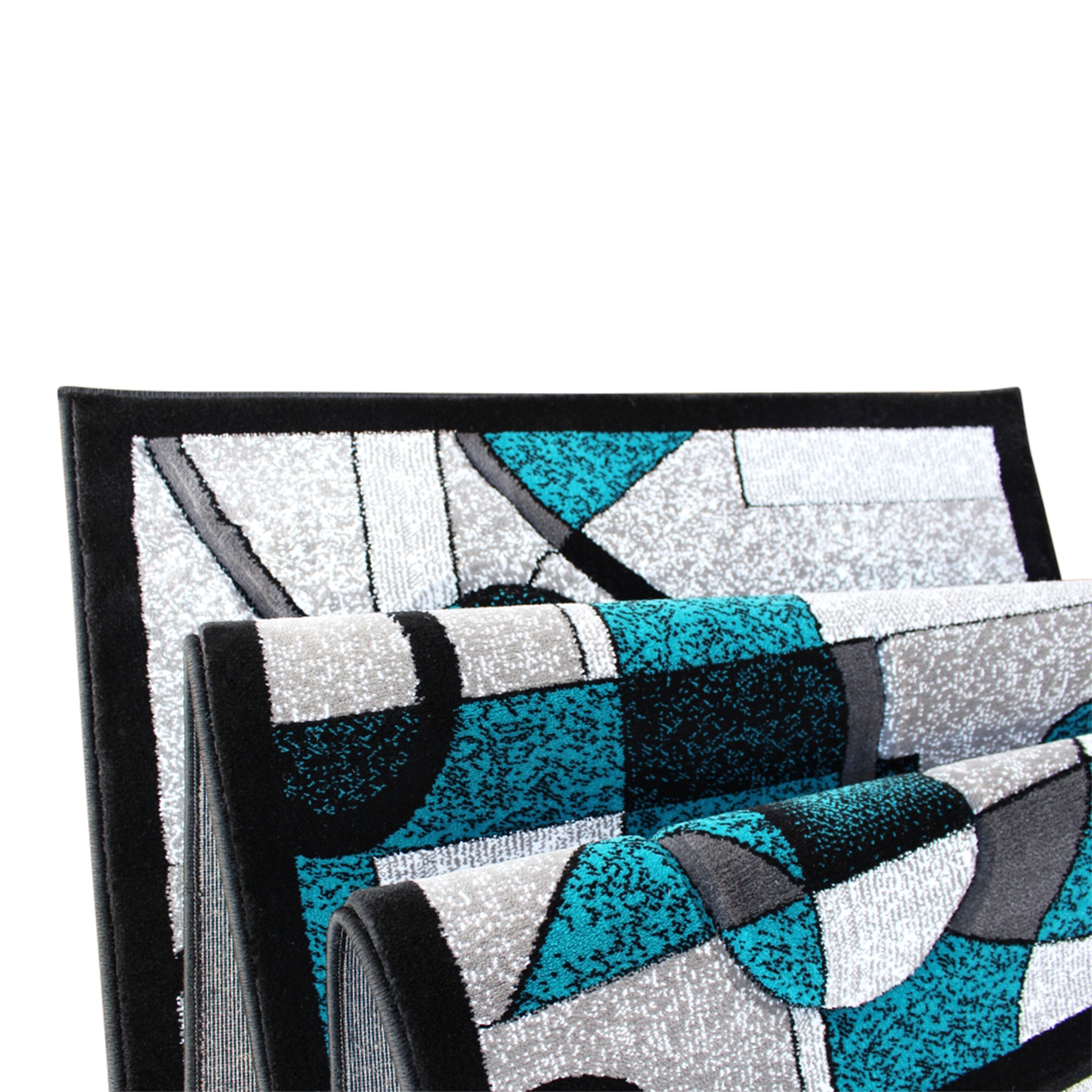 Elias Collection Geometric Abstract Area Rug - Olefin Rug with Jute Backing - Hallway, Entryway, or Bedroom