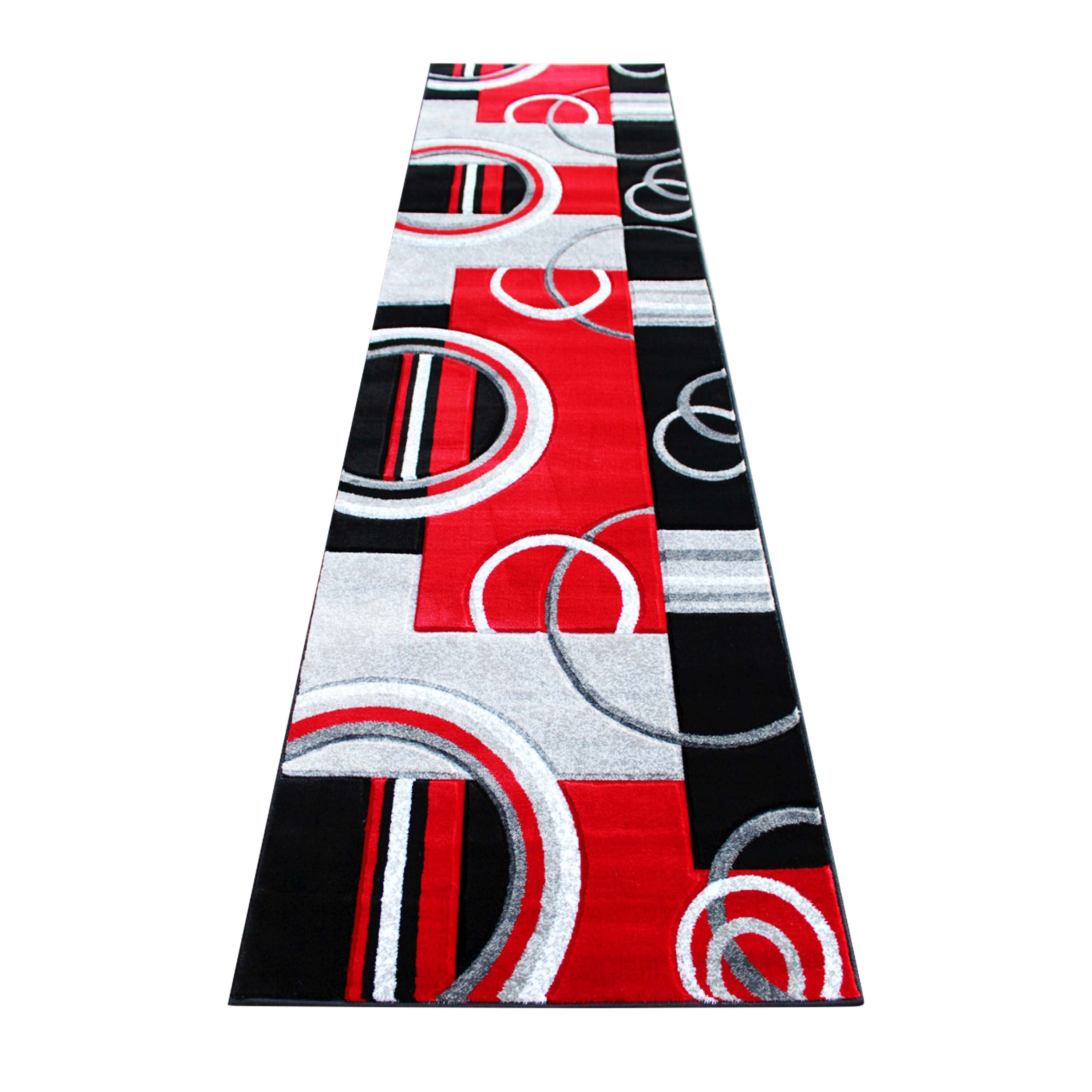 Audra Collection Abstract Area Rug - Olefin Rug with Jute Backing - Entryway, Living Room or Bedroom