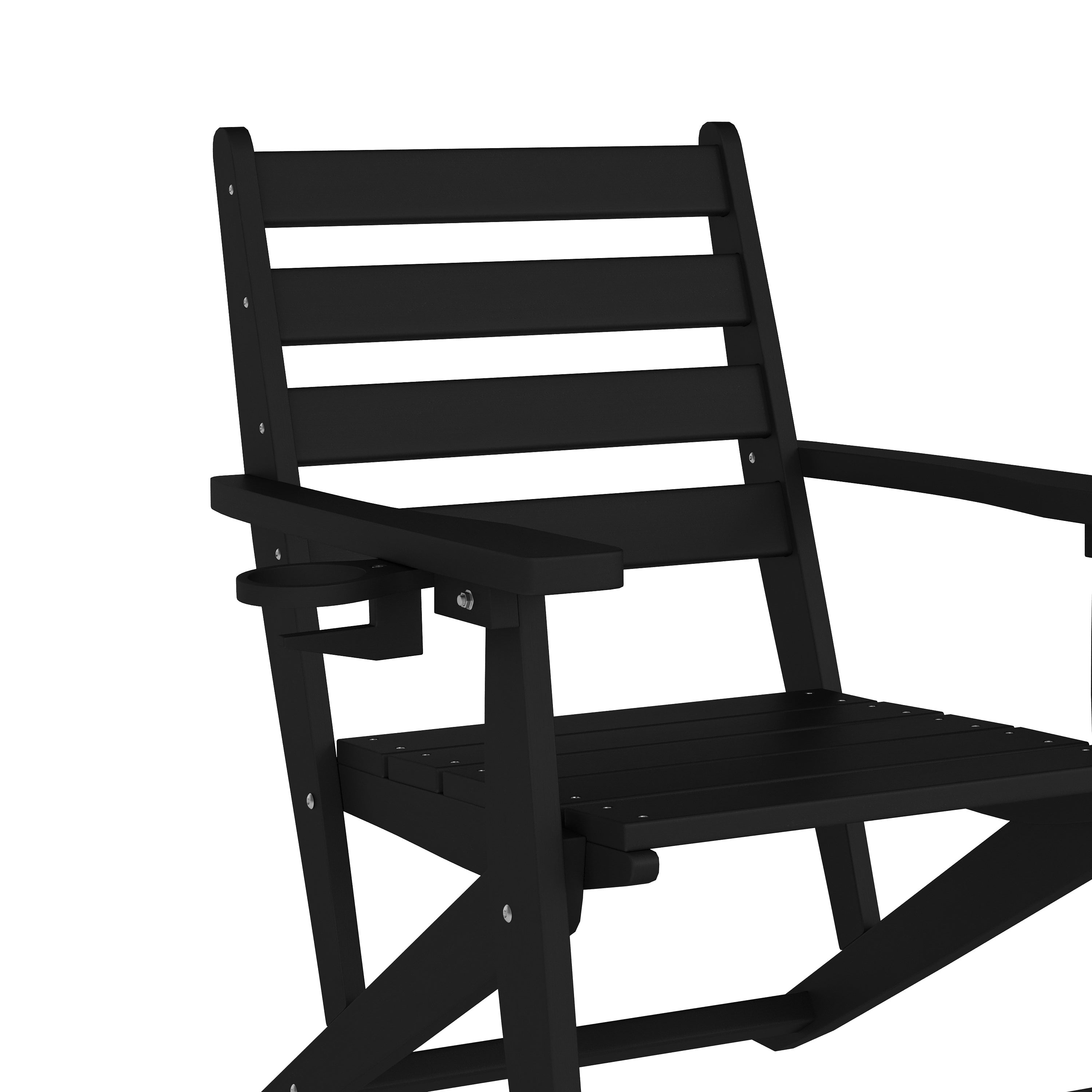 Tolleson Adirondack Dining Chair with Fold Out Cup Holder, Weather Resistant Recycled HDPE Adirondack Chair