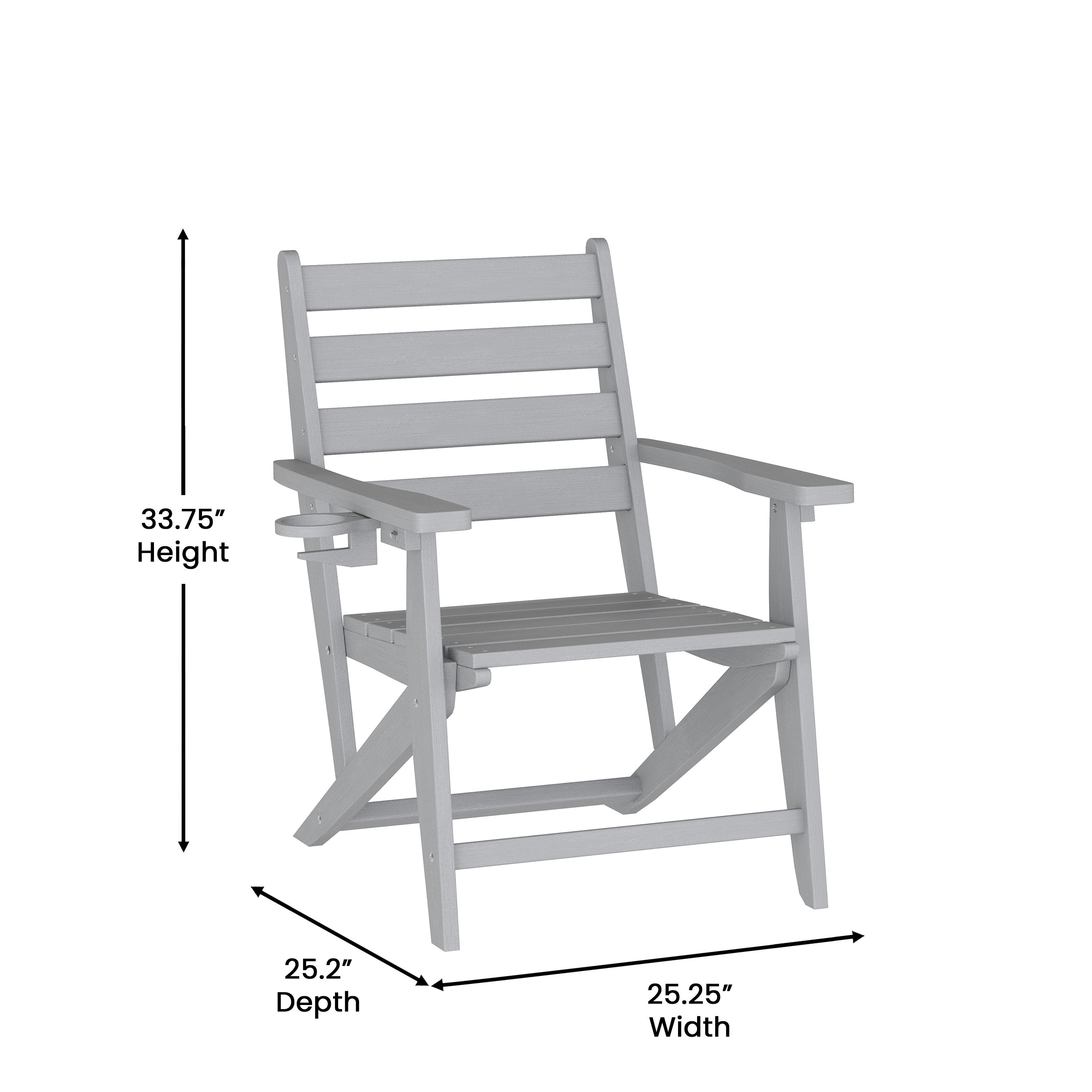 Tolleson Adirondack Dining Chair with Fold Out Cup Holder, Weather Resistant Recycled HDPE Adirondack Chair