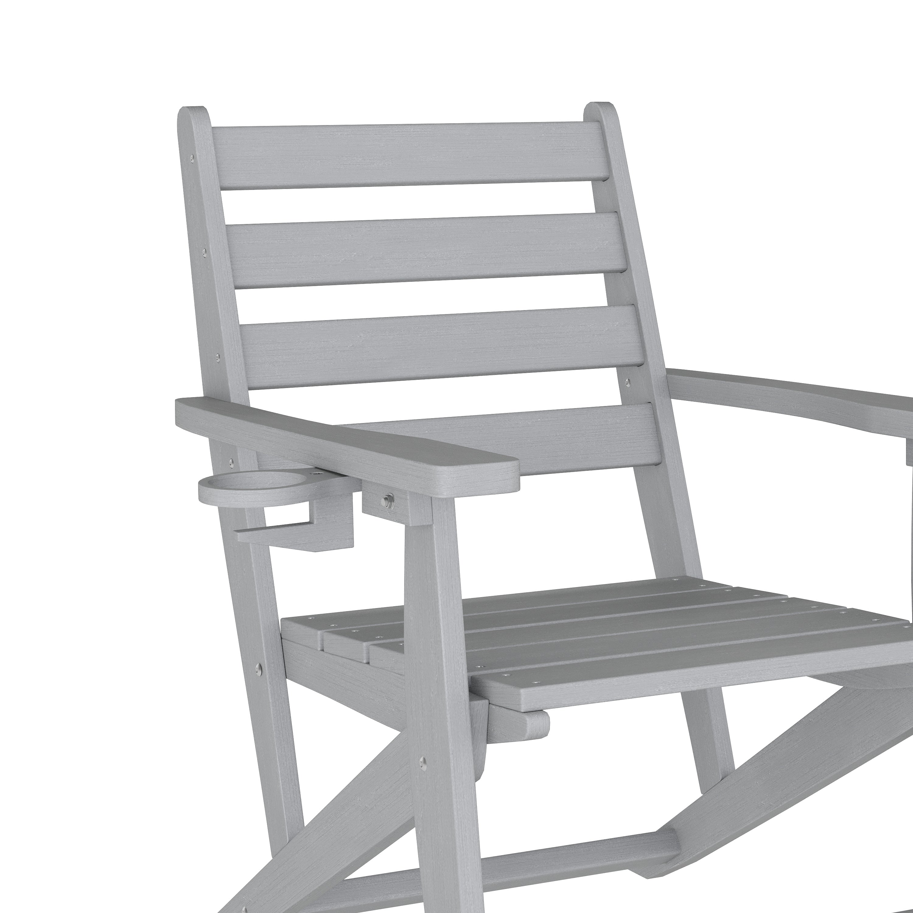 Tolleson Adirondack Dining Chair with Fold Out Cup Holder, Weather Resistant Recycled HDPE Adirondack Chair