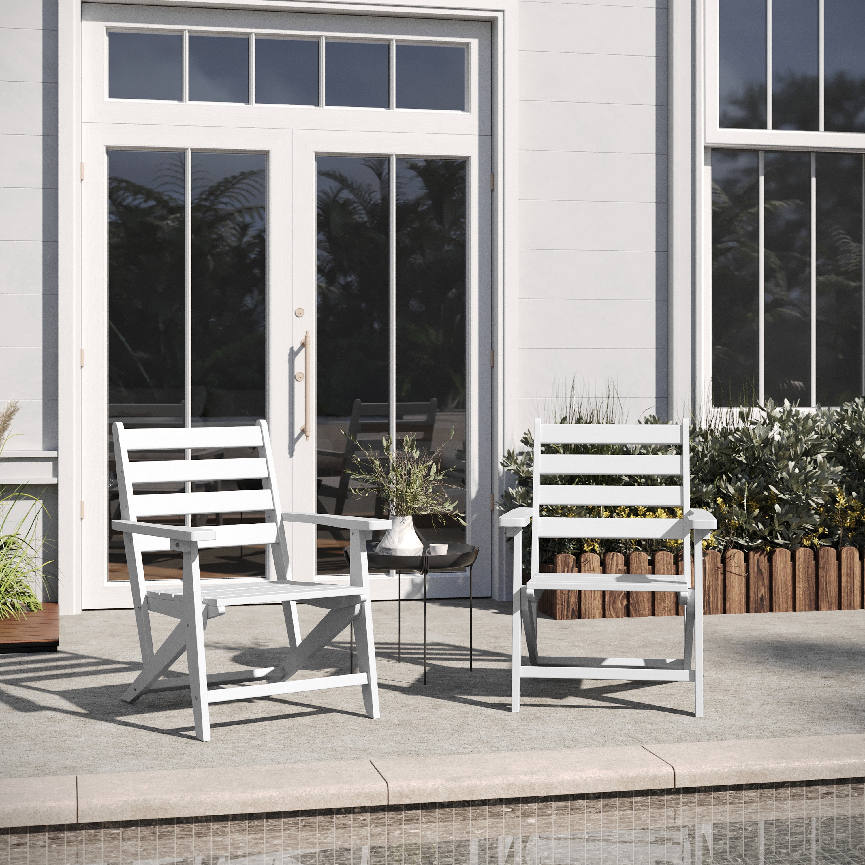 Tolleson Adirondack Dining Chair with Fold Out Cup Holder, Weather Resistant Recycled HDPE Adirondack Chair