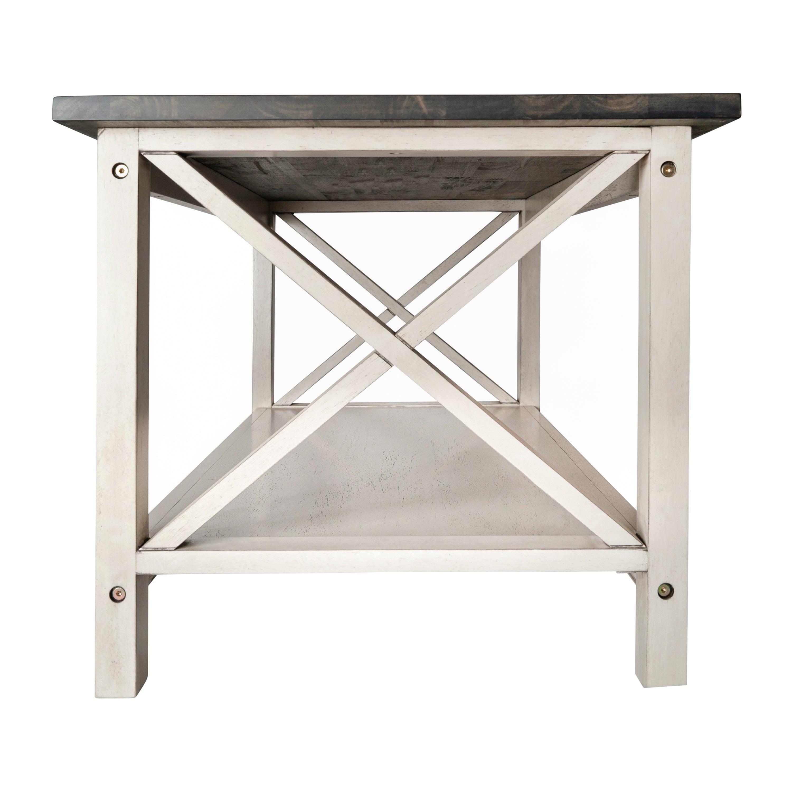 Jasper Farmhouse Style Solid Wood Coffee Table with Traditional Crisscross Accents