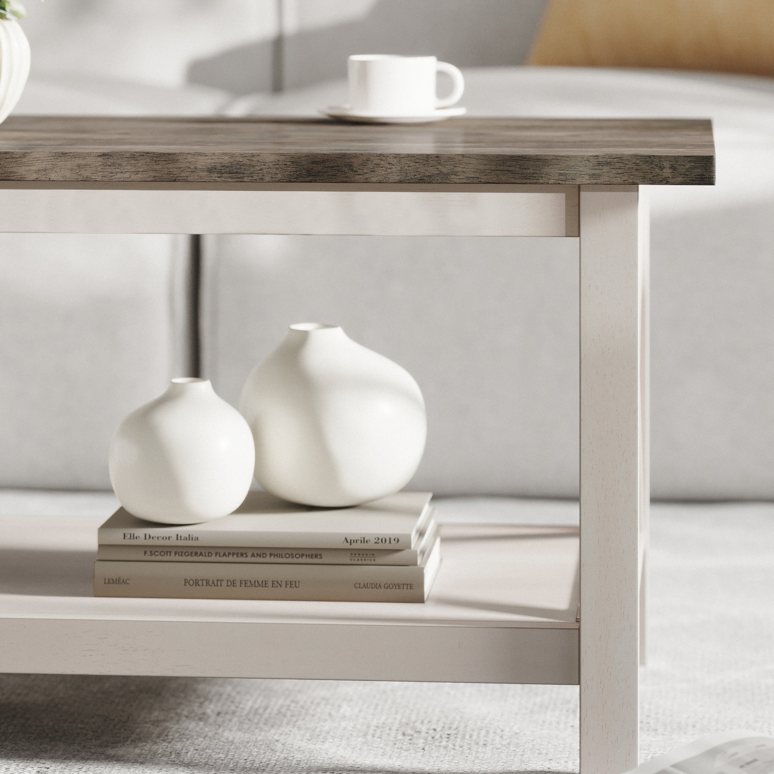 Jasper Farmhouse Style Solid Wood Coffee Table with Traditional Crisscross Accents