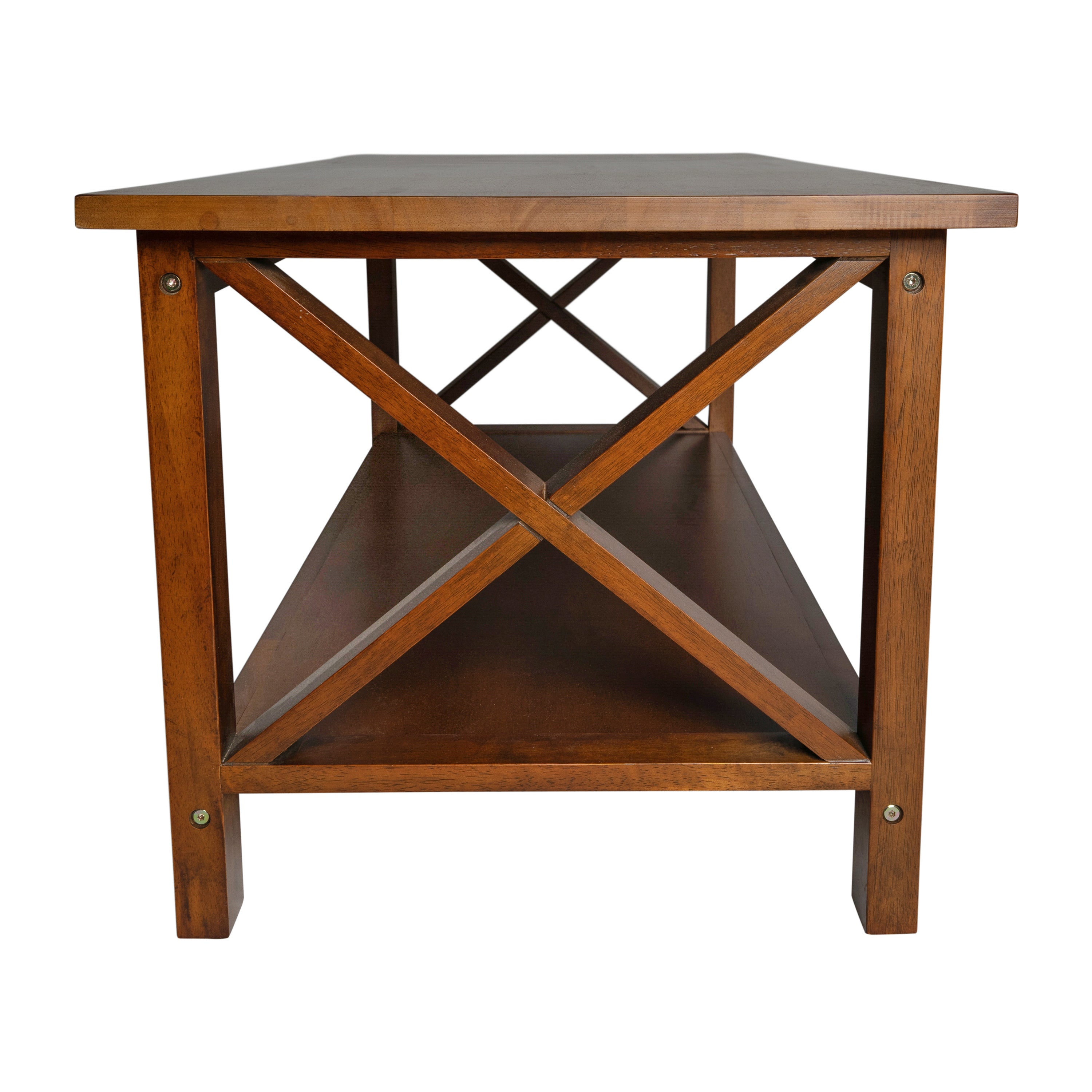 Jasper Farmhouse Style Solid Wood Coffee Table with Traditional Crisscross Accents