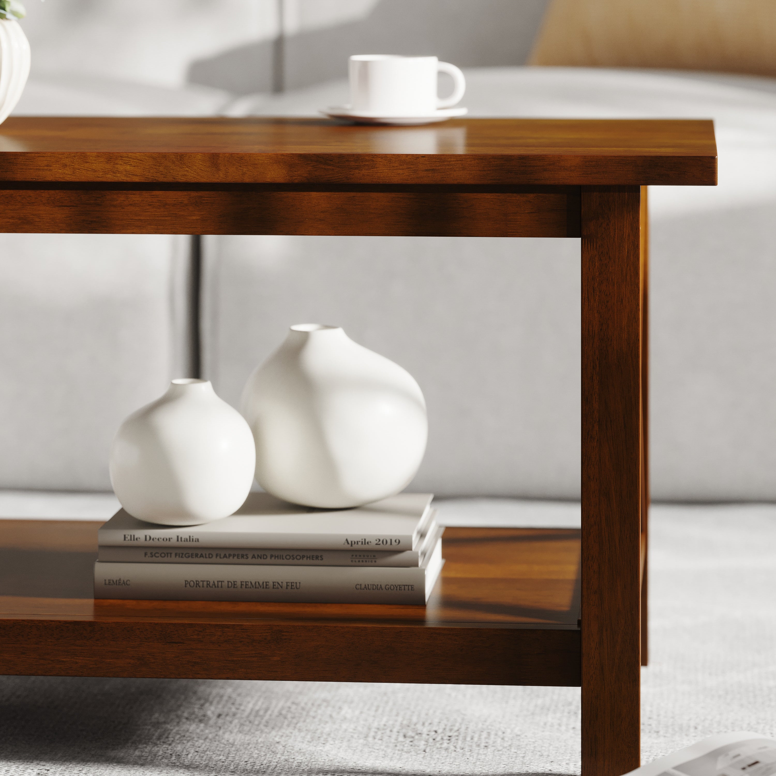 Jasper Farmhouse Style Solid Wood Coffee Table with Traditional Crisscross Accents