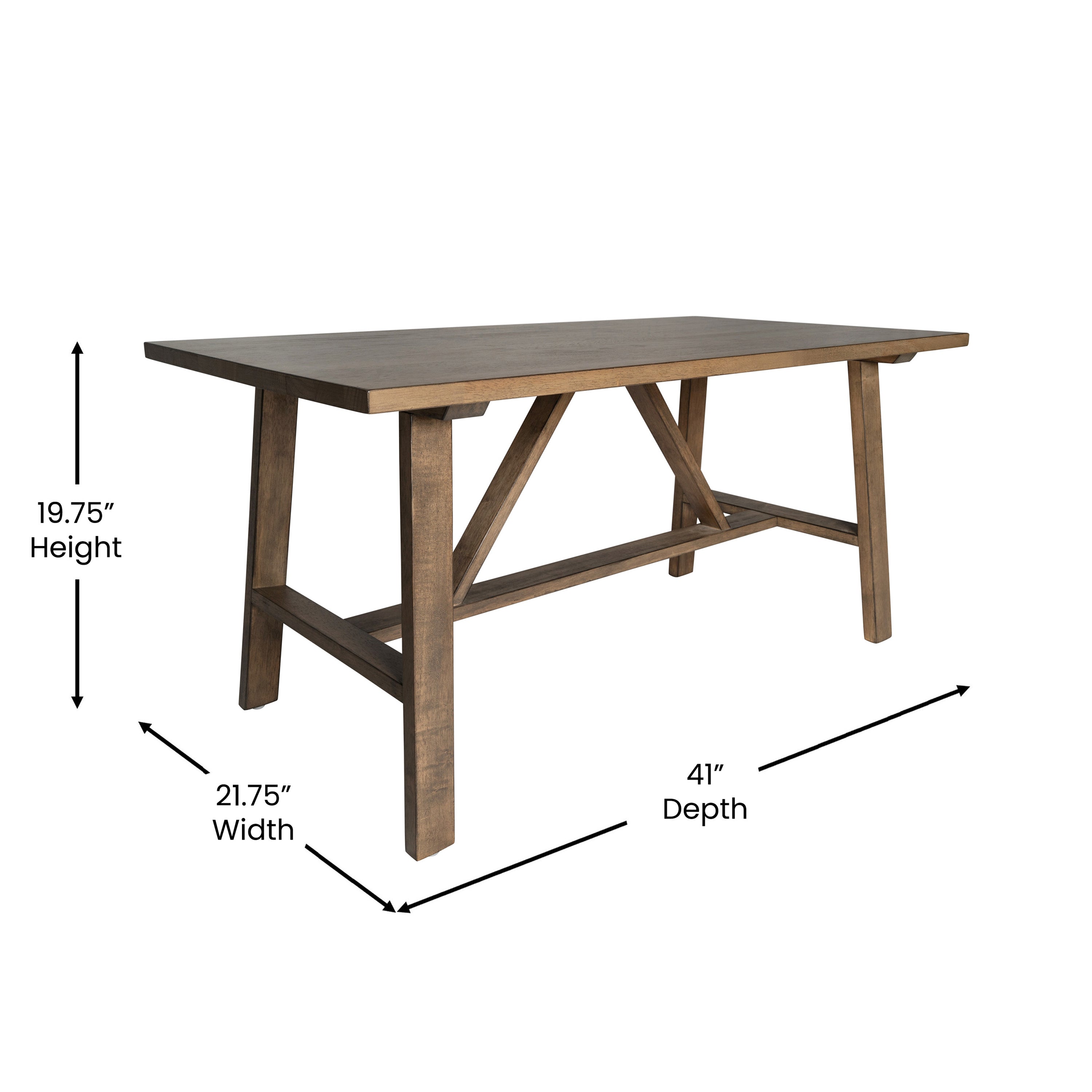 Eli Solid Wood Farmhouse Coffee Table, Trestle Style Accent Table