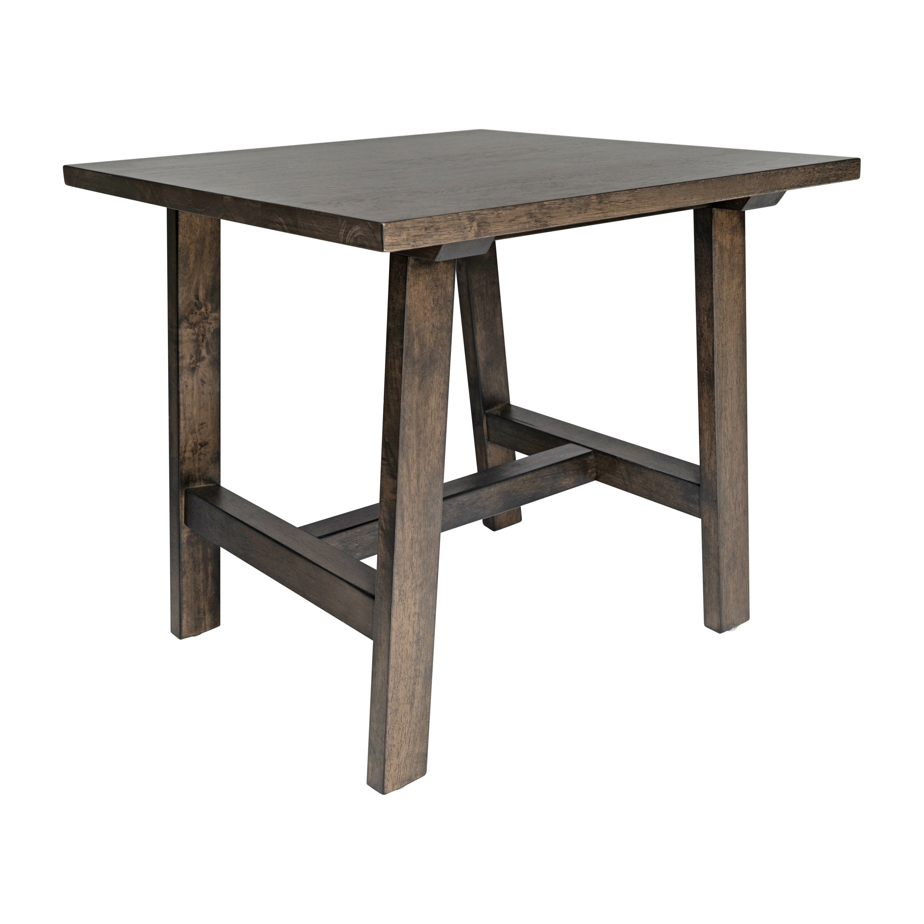 Eli Solid Wood Farmhouse End Table, Trestle Style Accent Table