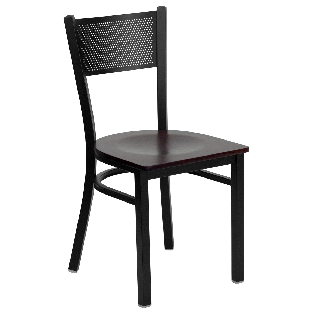 36'' Square Laminate Table Set with 4 Grid Back Metal Chairs