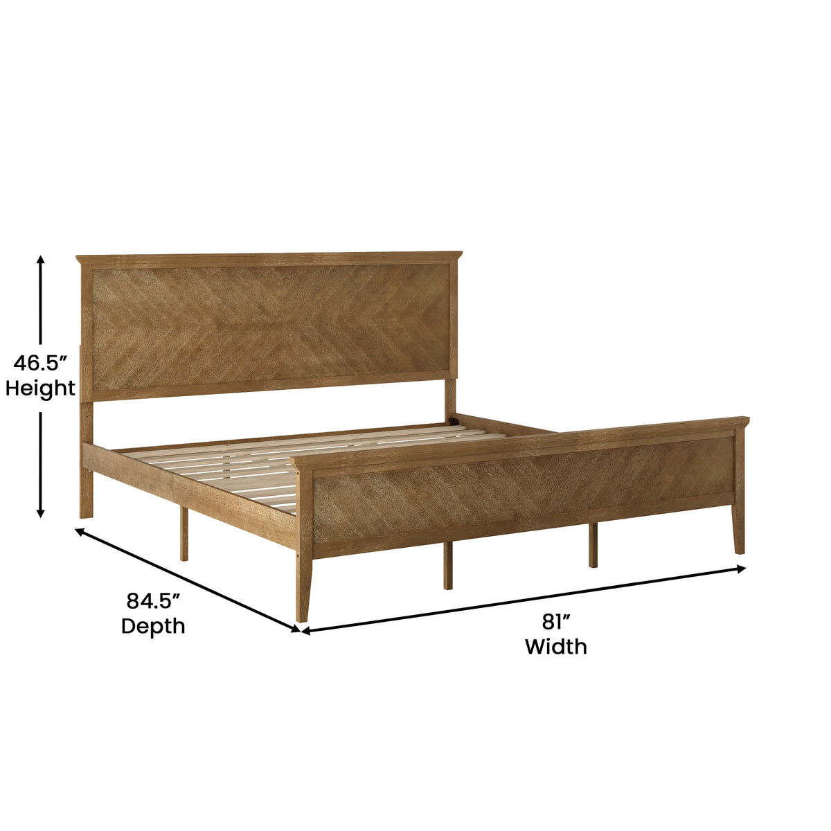 Fiona Solid Wood Platform Bed Frame with Headboard, Footboard, and Slatted Bottom