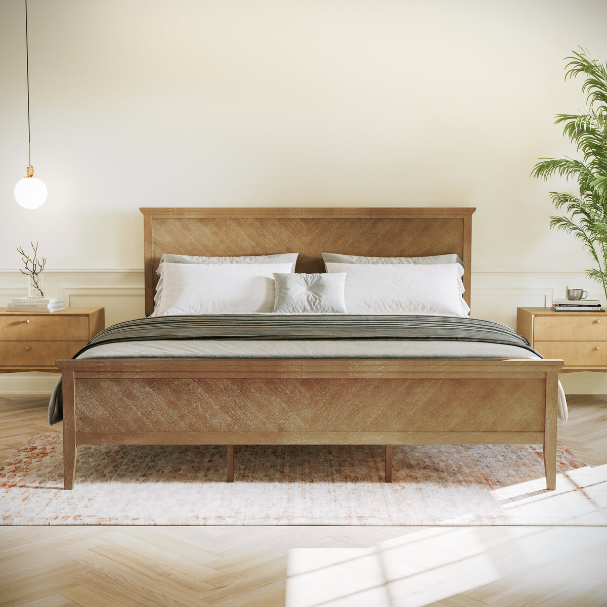 Fiona Solid Wood Platform Bed Frame with Headboard, Footboard, and Slatted Bottom