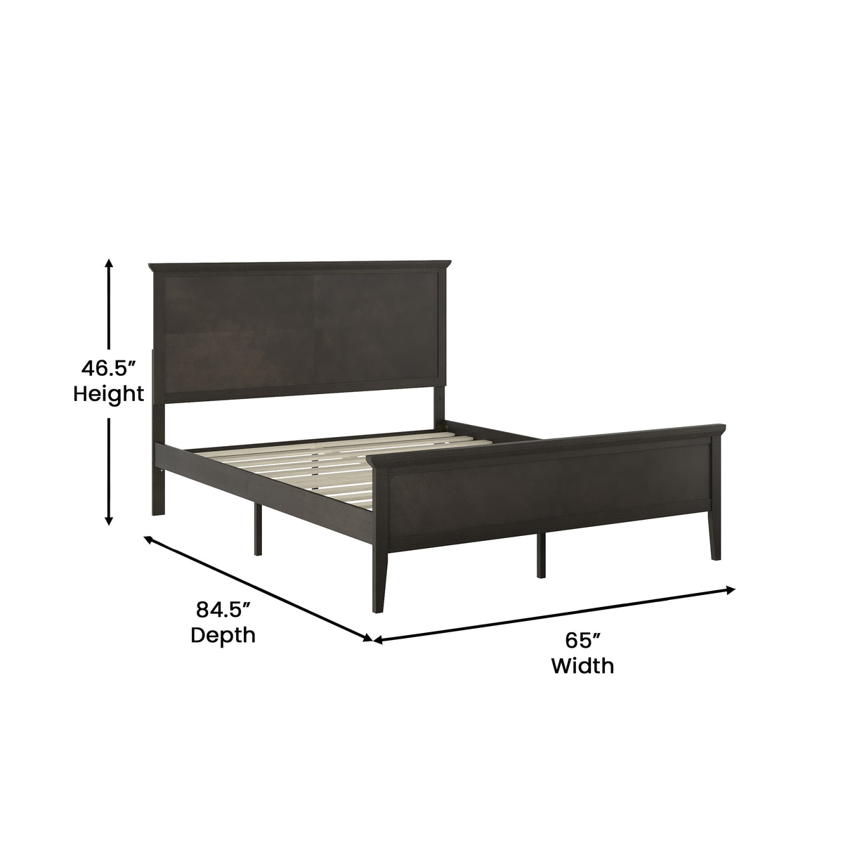 Fiona Solid Wood Platform Bed Frame with Headboard, Footboard, and Slatted Bottom