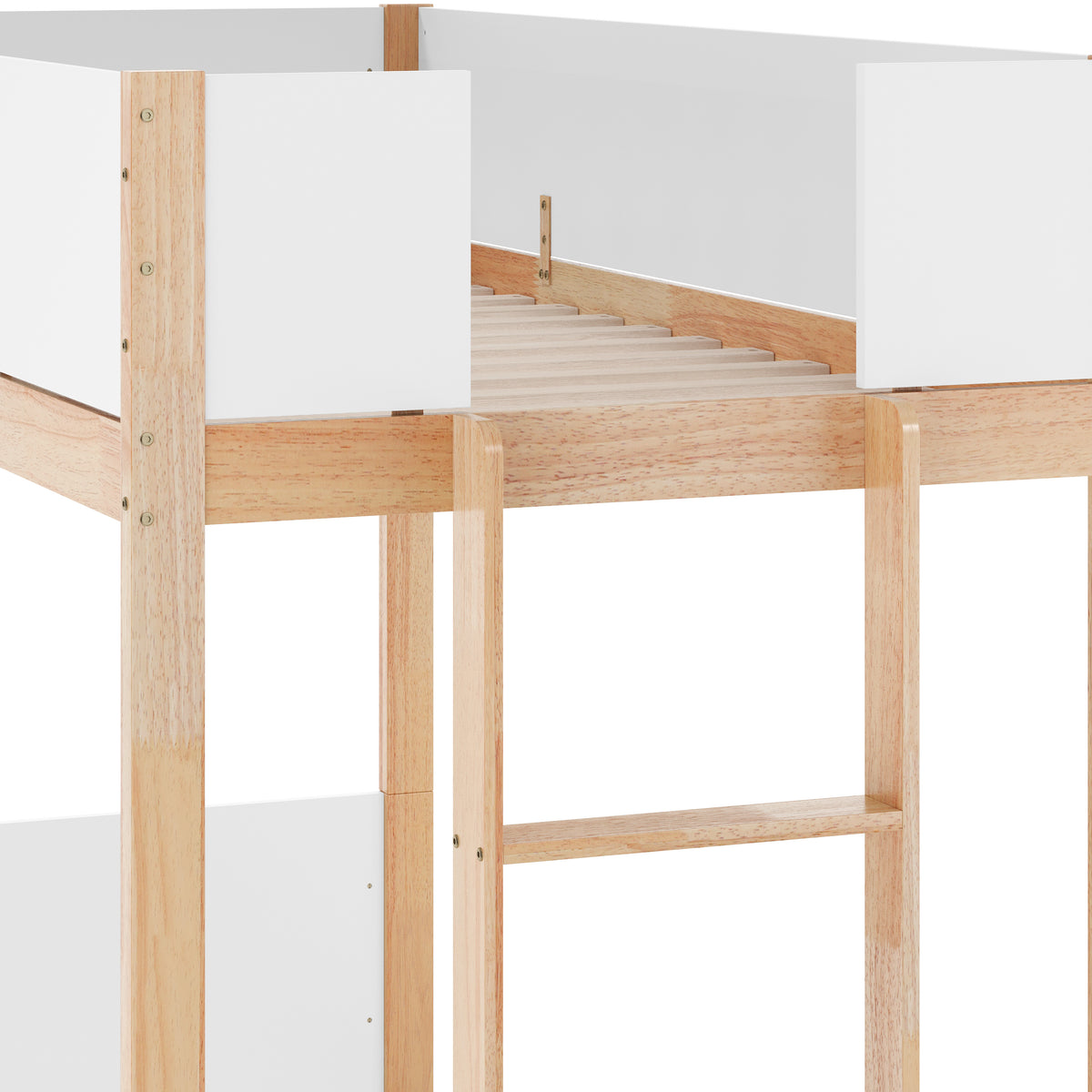 Dallas Convertible Solid Wood Bunk Bed Frame with Ladder for Kids, No Box Spring Needed