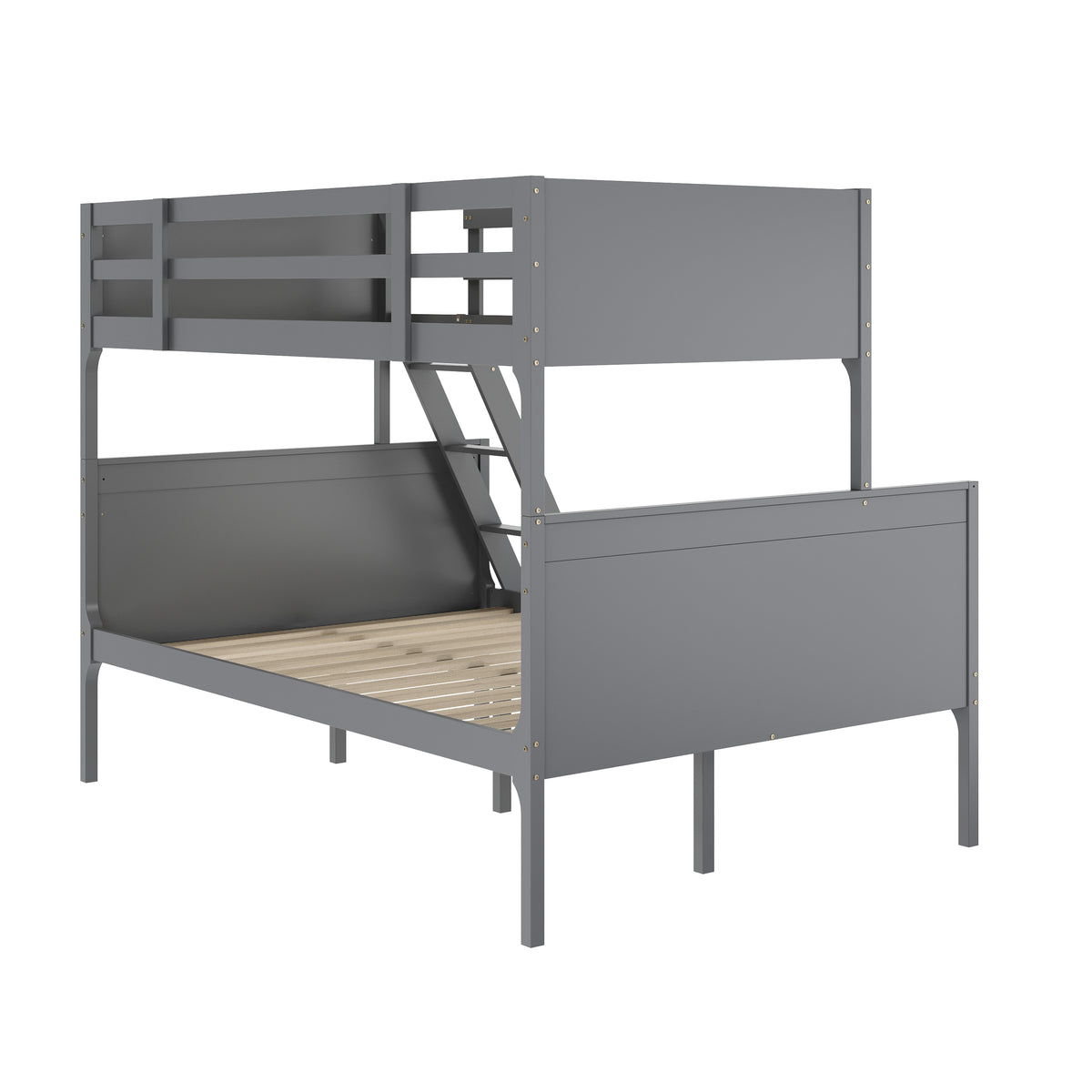 Dallas Convertible Slatted Solid Wood Bunk Bed Frame with Ladder for Kids, No Box Spring Needed