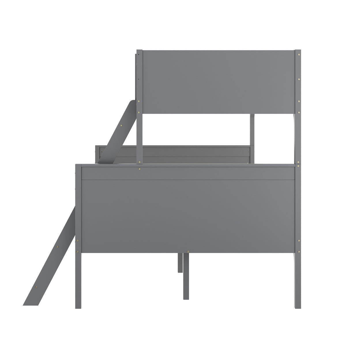 Dallas Convertible Slatted Solid Wood Bunk Bed Frame with Ladder for Kids, No Box Spring Needed