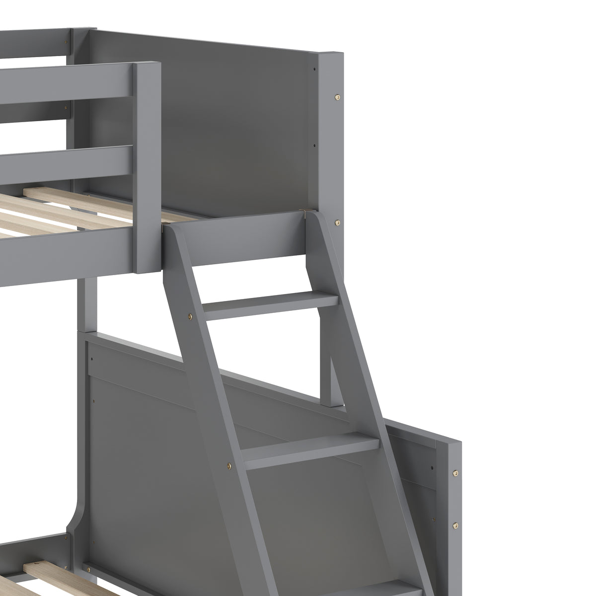 Dallas Convertible Slatted Solid Wood Bunk Bed Frame with Ladder for Kids, No Box Spring Needed