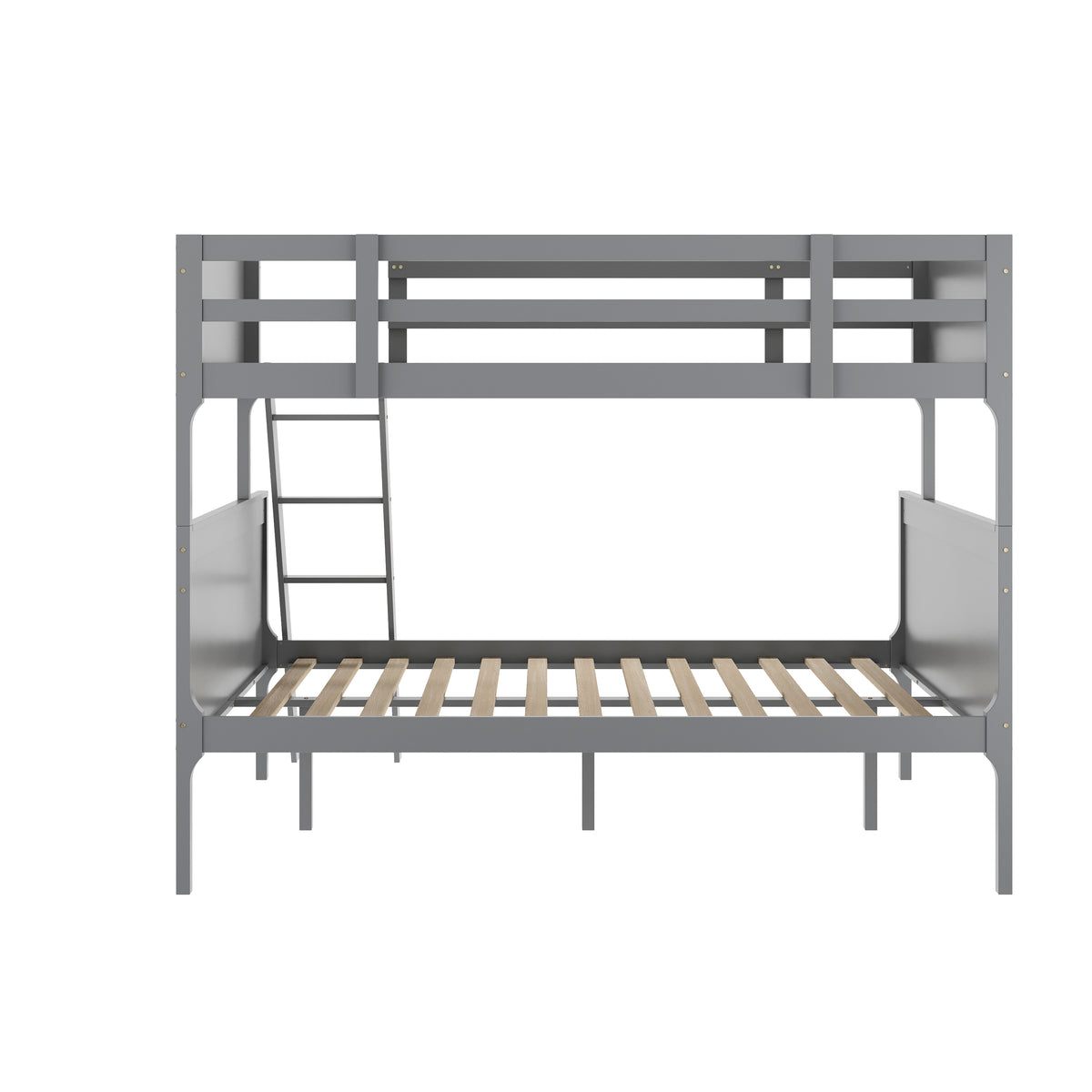 Dallas Convertible Slatted Solid Wood Bunk Bed Frame with Ladder for Kids, No Box Spring Needed