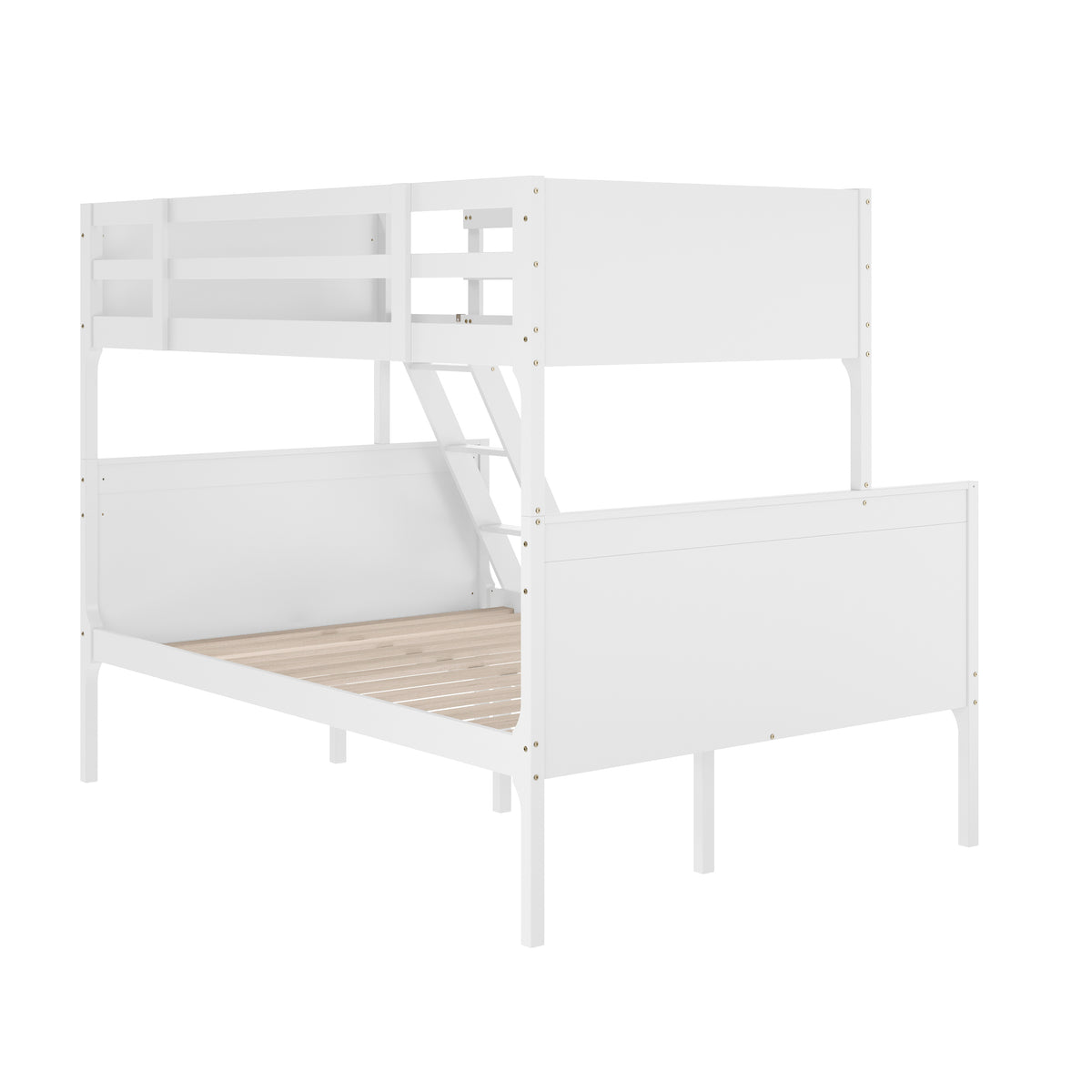 Dallas Convertible Slatted Solid Wood Bunk Bed Frame with Ladder for Kids, No Box Spring Needed