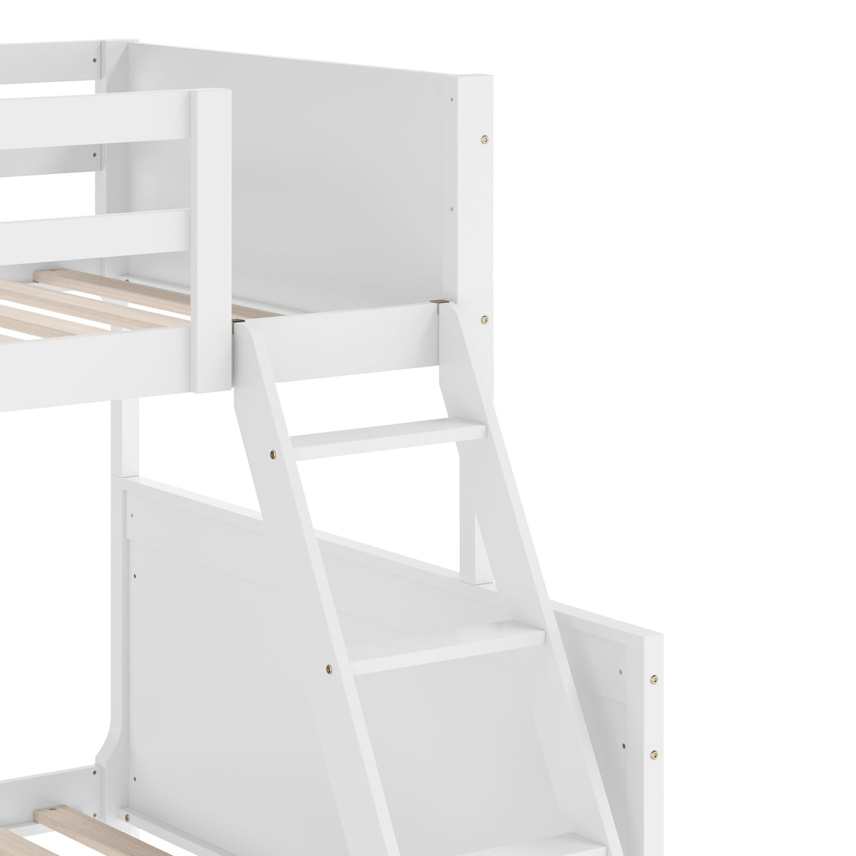Dallas Convertible Slatted Solid Wood Bunk Bed Frame with Ladder for Kids, No Box Spring Needed