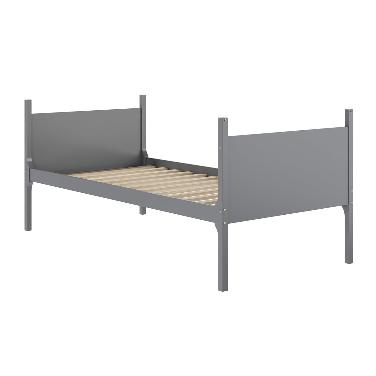 Dallas Convertible Slatted Solid Wood Bunk Bed Frame with Ladder for Kids, No Box Spring Needed